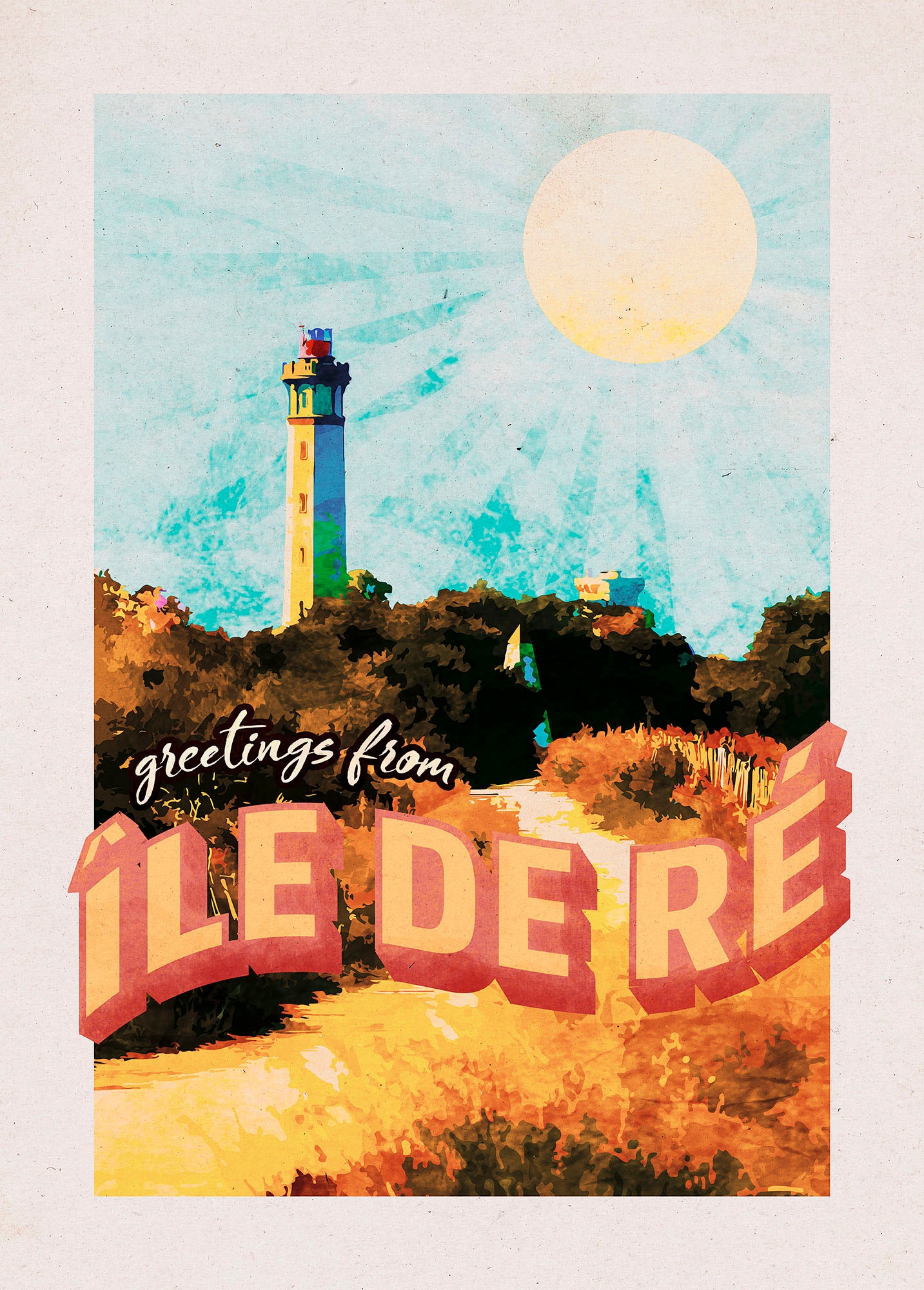 Komar Bild "Vintage Travel Île de Ré" Natur 1 Stk. tlg. Wandbild zur Dekora günstig online kaufen