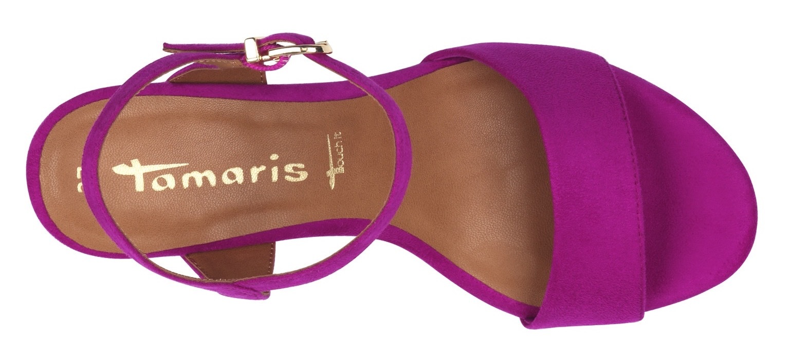 Tamaris Sandalette, Trichterabsatz, Abendschuh mit verstellbarem Fesselriemchen
