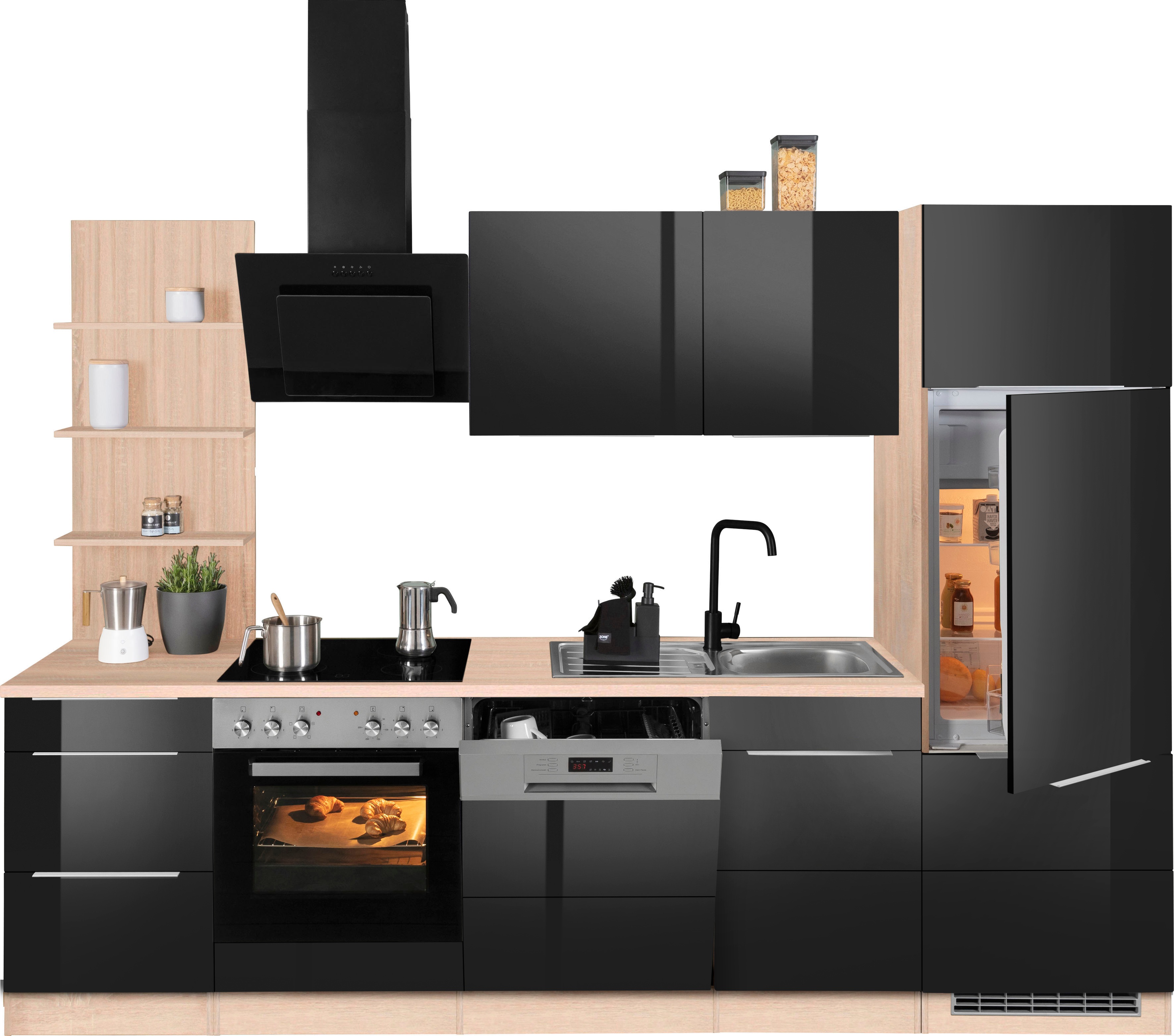 Thumbnail - KOCHSTATION Küchenzeile "KS-Brindisi", Breite 280 cm, wahlweise mit E-Geräten, mit MDF-Fronten und Regal