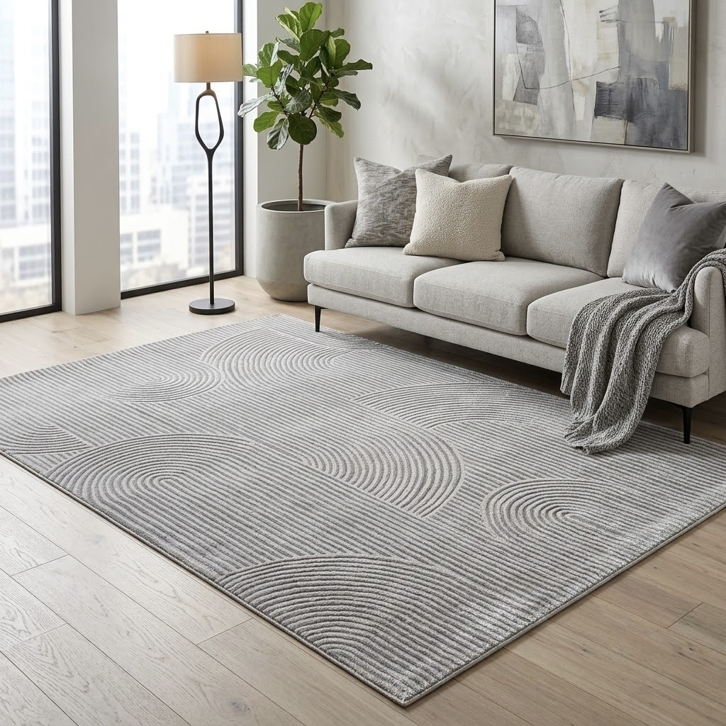 Sehrazat Teppich "Moda 1100, auch als Läufer" rechteckig 11 mm Höhe Kurzflor, grafisches Hoch Tief Muster, Wohnzimmer