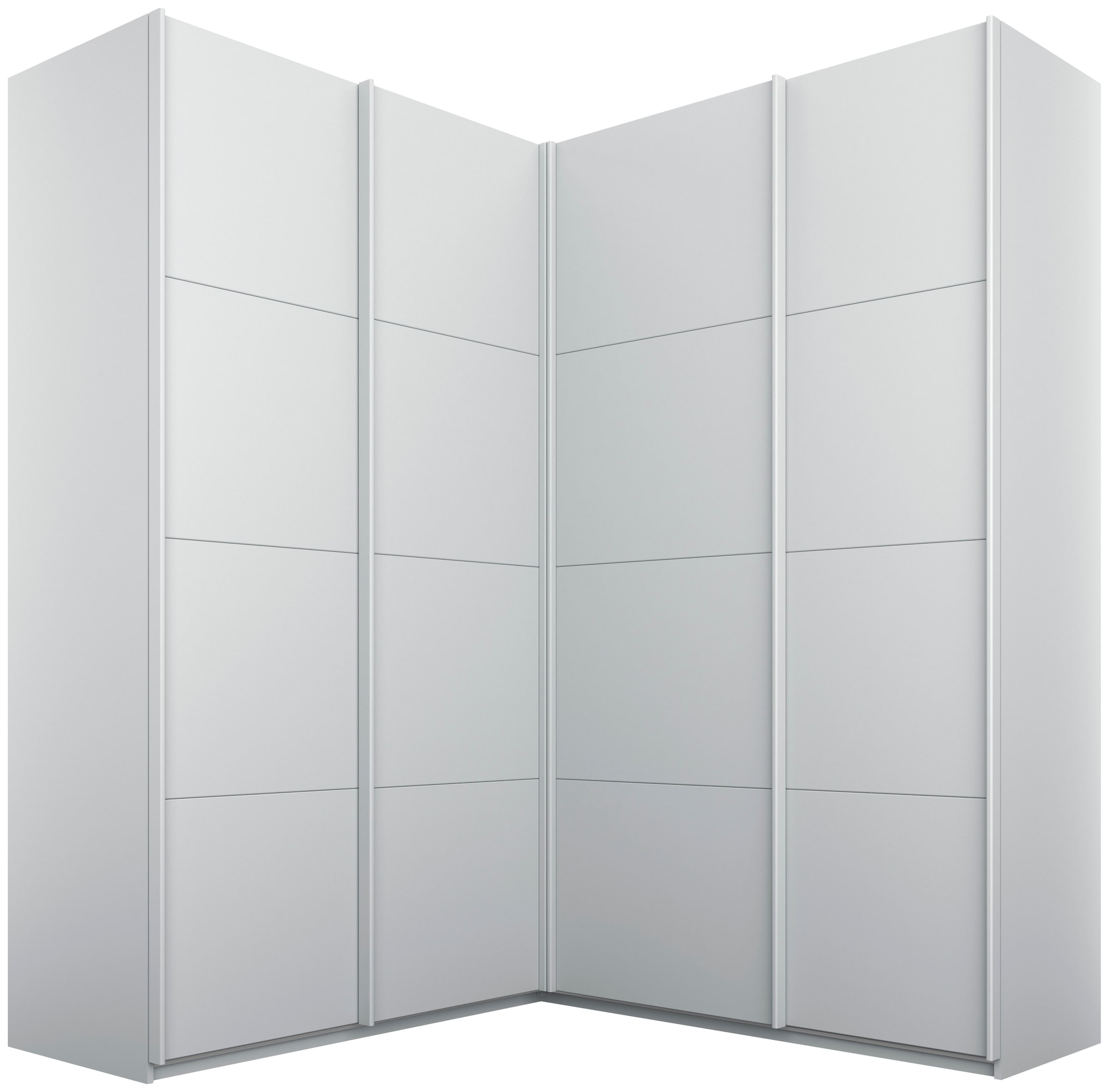 rauch Schwebetürenschrank "Schrank Garderobe Eckkleiderschrank QUADRA Front in Dekor/Hochglanz" in den Höhen 210/229 cm, inkl. Soft-Close-Funktion, großer Eckschrank mit viel Stauraum, Maß 181x187 cm MADE IN GERMANY