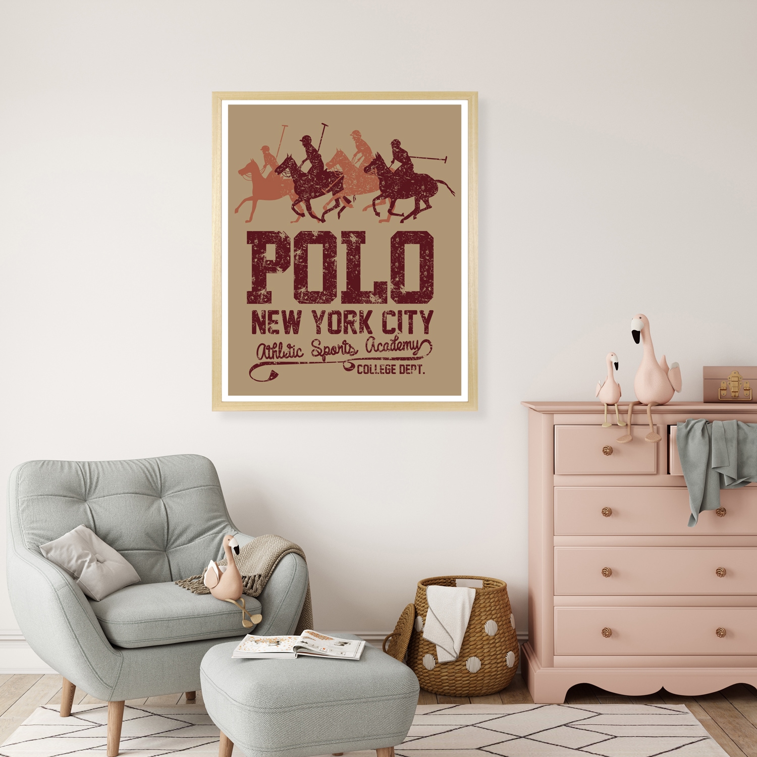 queence Bild mit Rahmen "Vintage Polo Club New York" Amerika  Pferde  Reitb günstig online kaufen