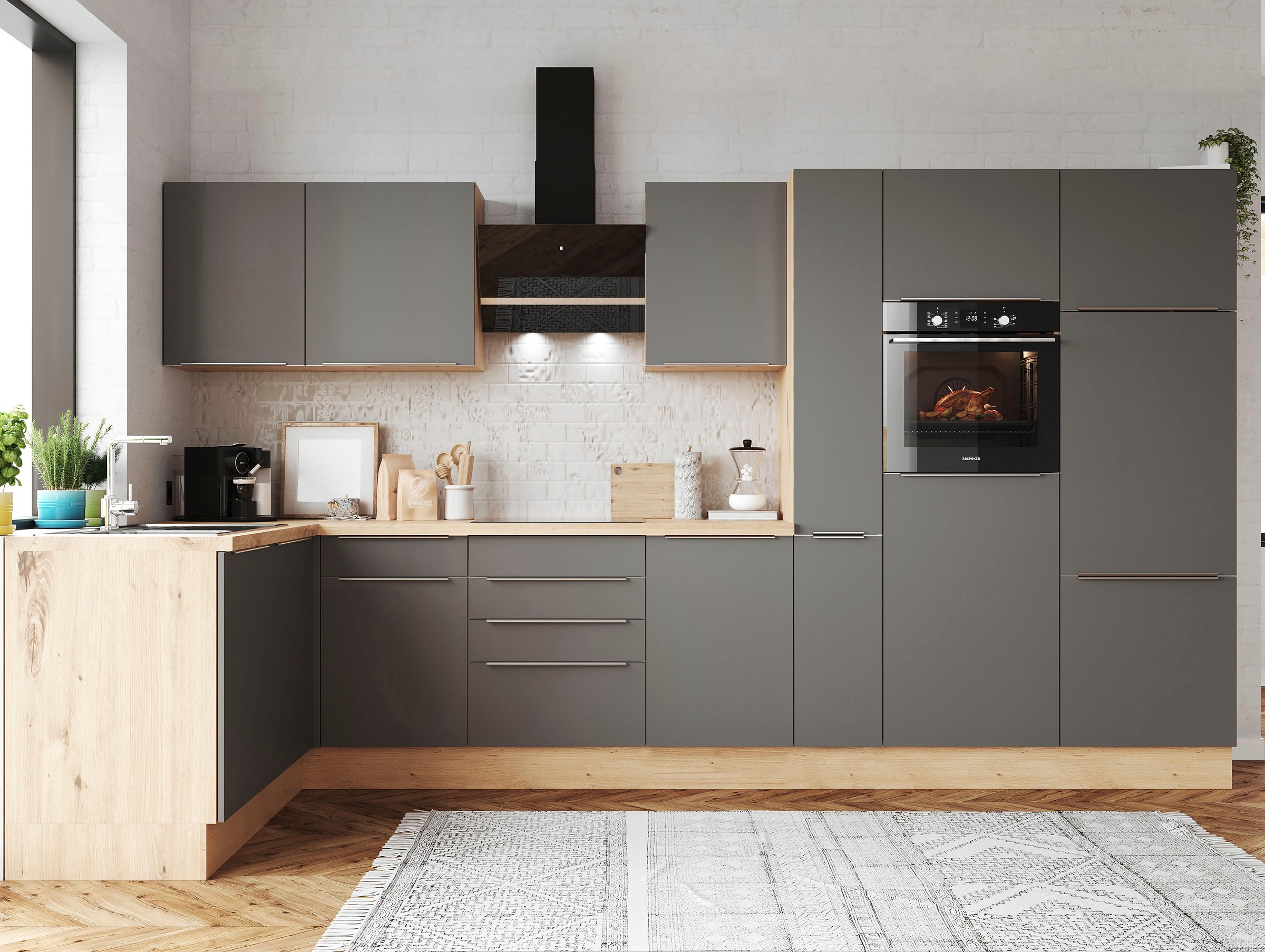 RESPEKTA Küchenzeile "Safado aus der Serie Marleen" Breite 370 cm, mit Soft günstig online kaufen