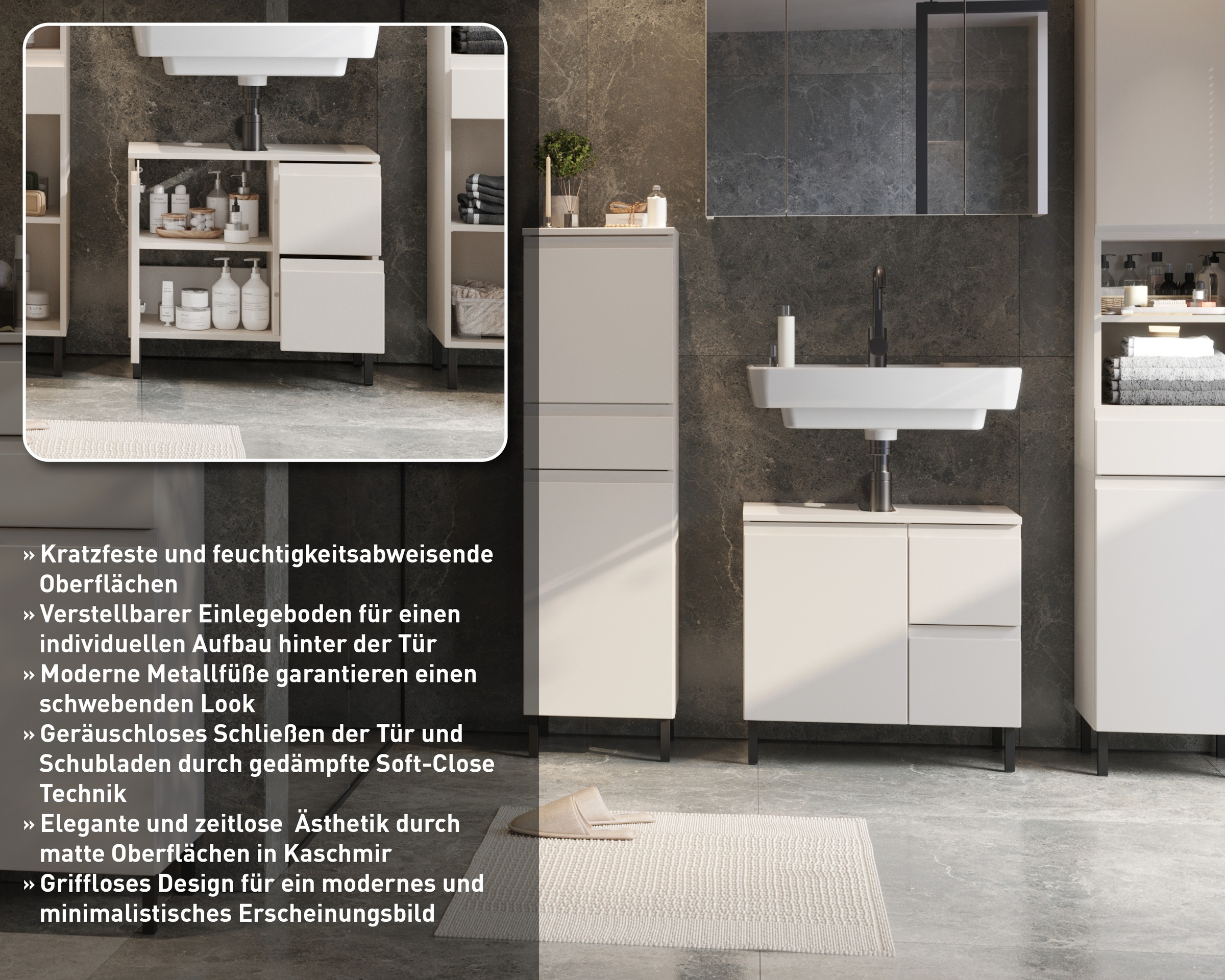 Thumbnail - GERMANIA Waschbeckenunterschrank "Scantic" 1 Stk. tlg. mit Siphonausschnitt