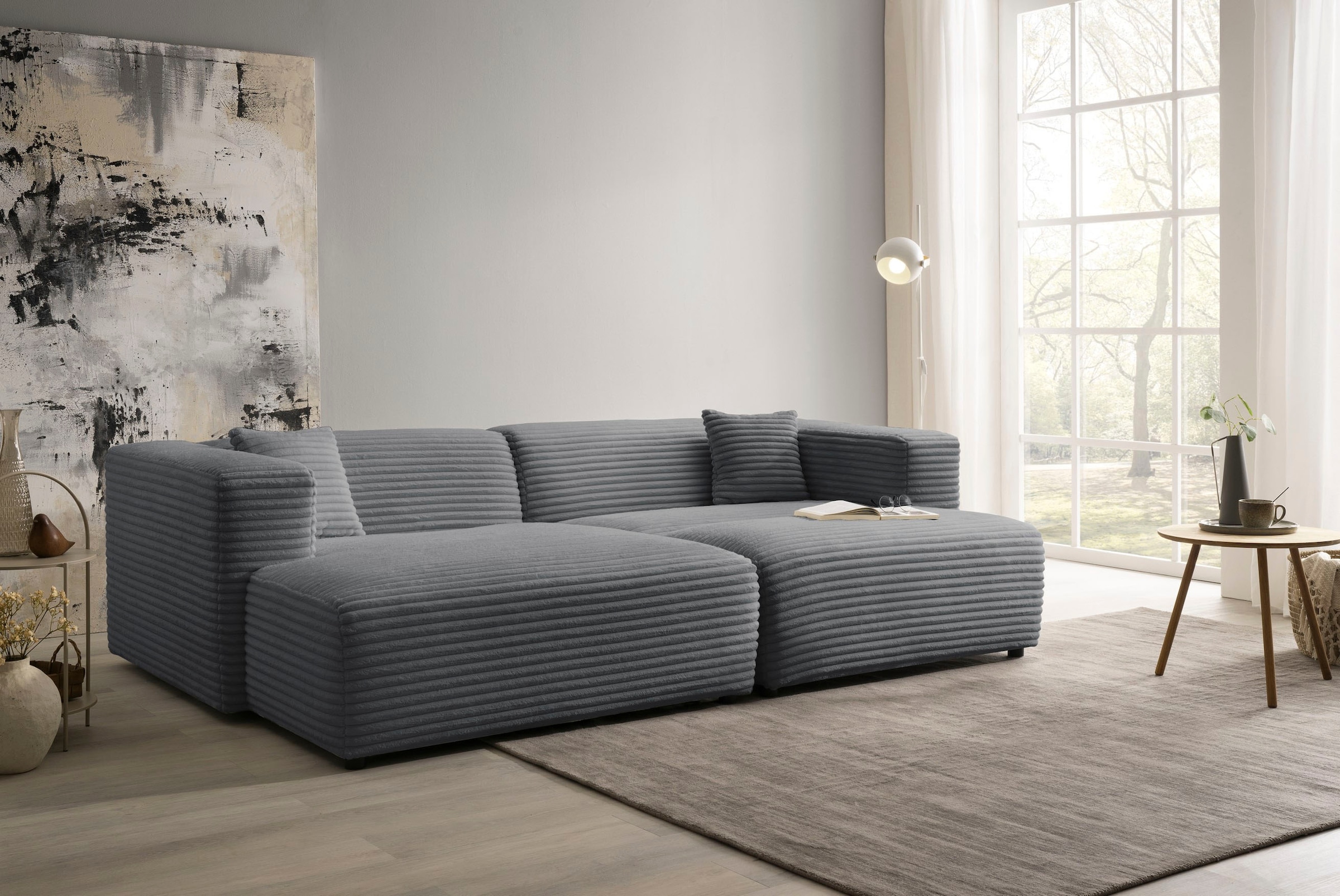 andas Polsterecke "BAKELS", Ecksofa-Set (incl. Hocker) im trendigen Megacord