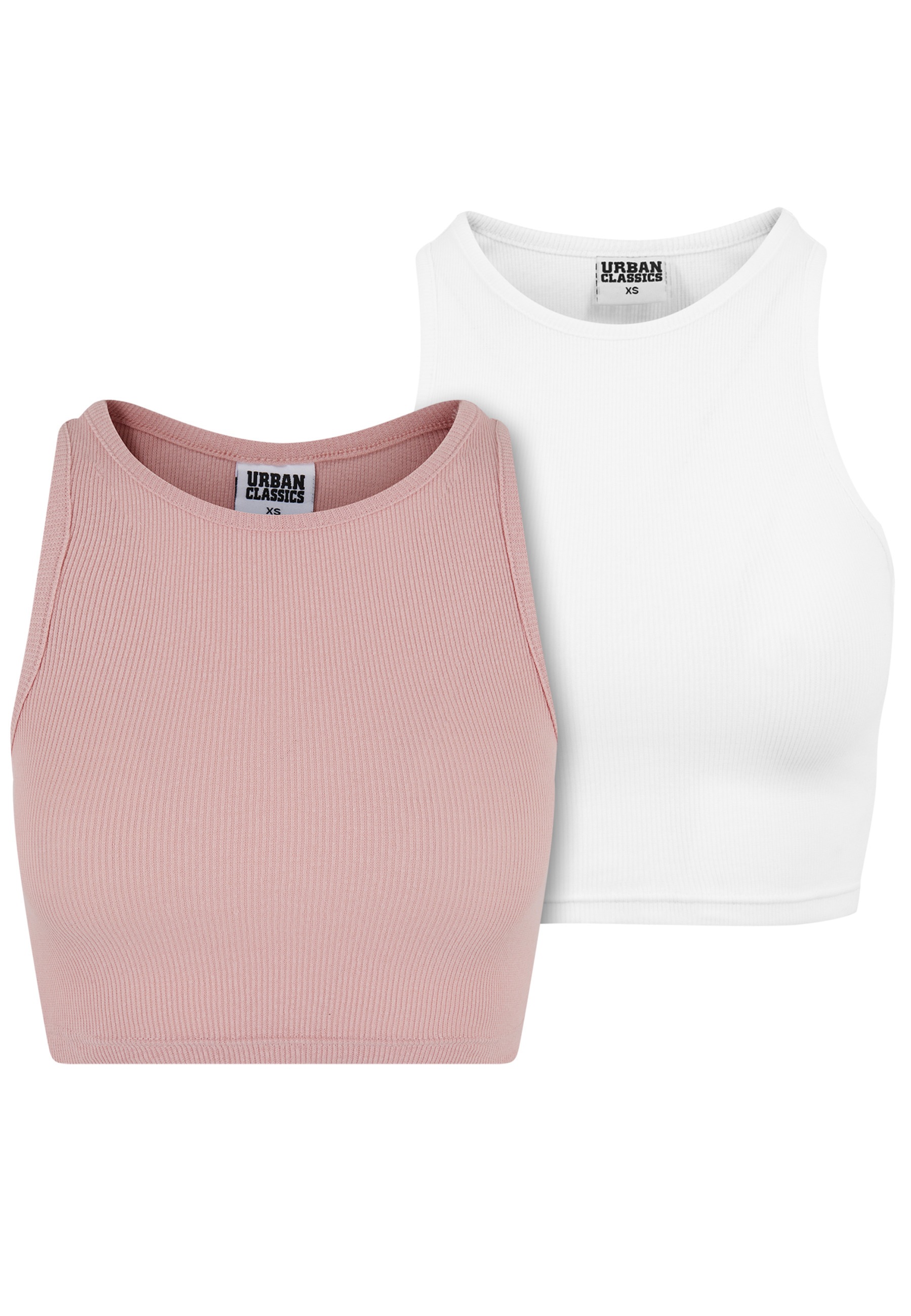 URBAN CLASSICS Muskelshirt "Urban Classics Damen Ladies Cropped Rib Top 2-Pack" 1 Stk.