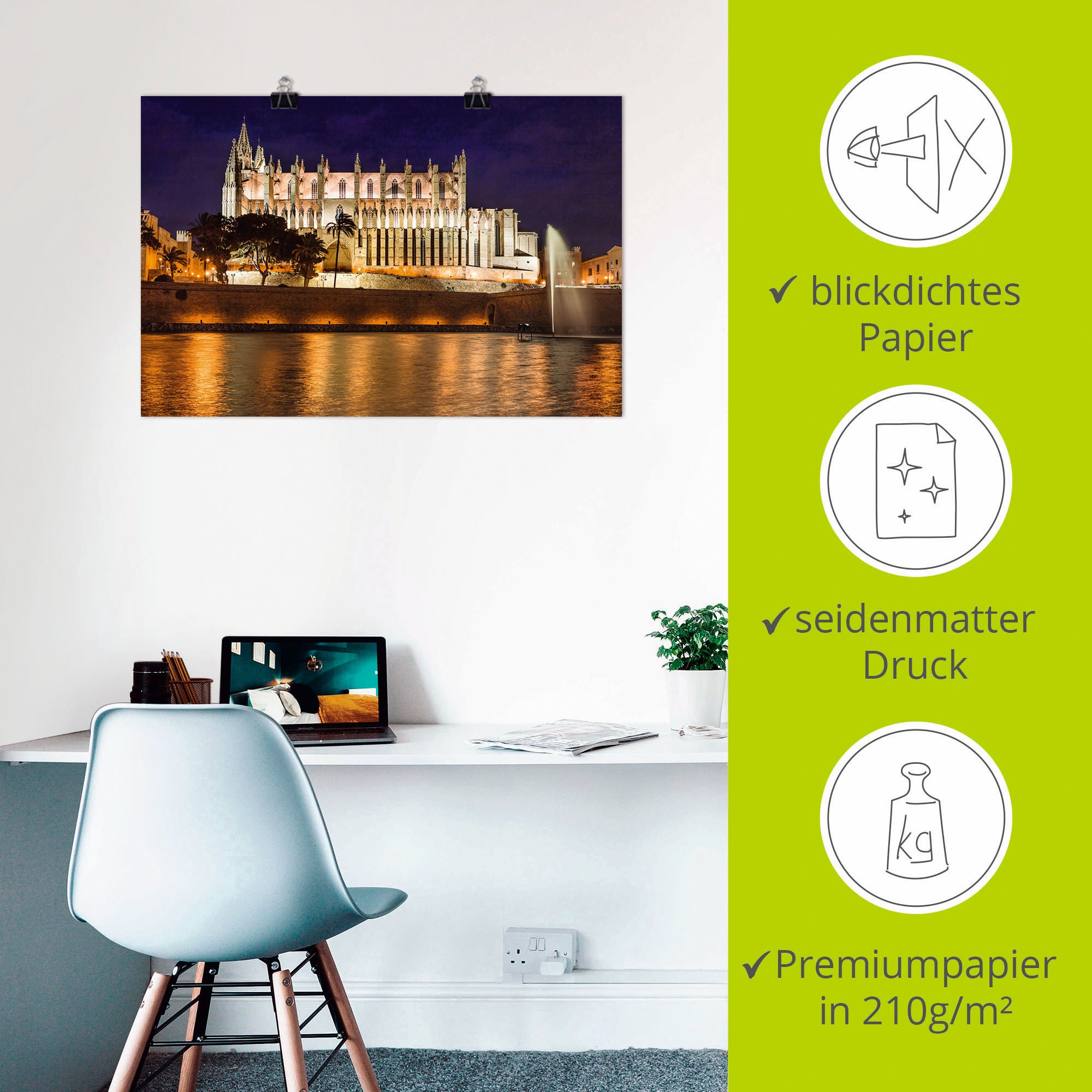 Artland Alu-Dibond-Druck »Kathedrale in Palma de Mallorca Balearen«, Gebäude, (1 St.), für Innen- und Außenbereich geeignet, Outdoorbild