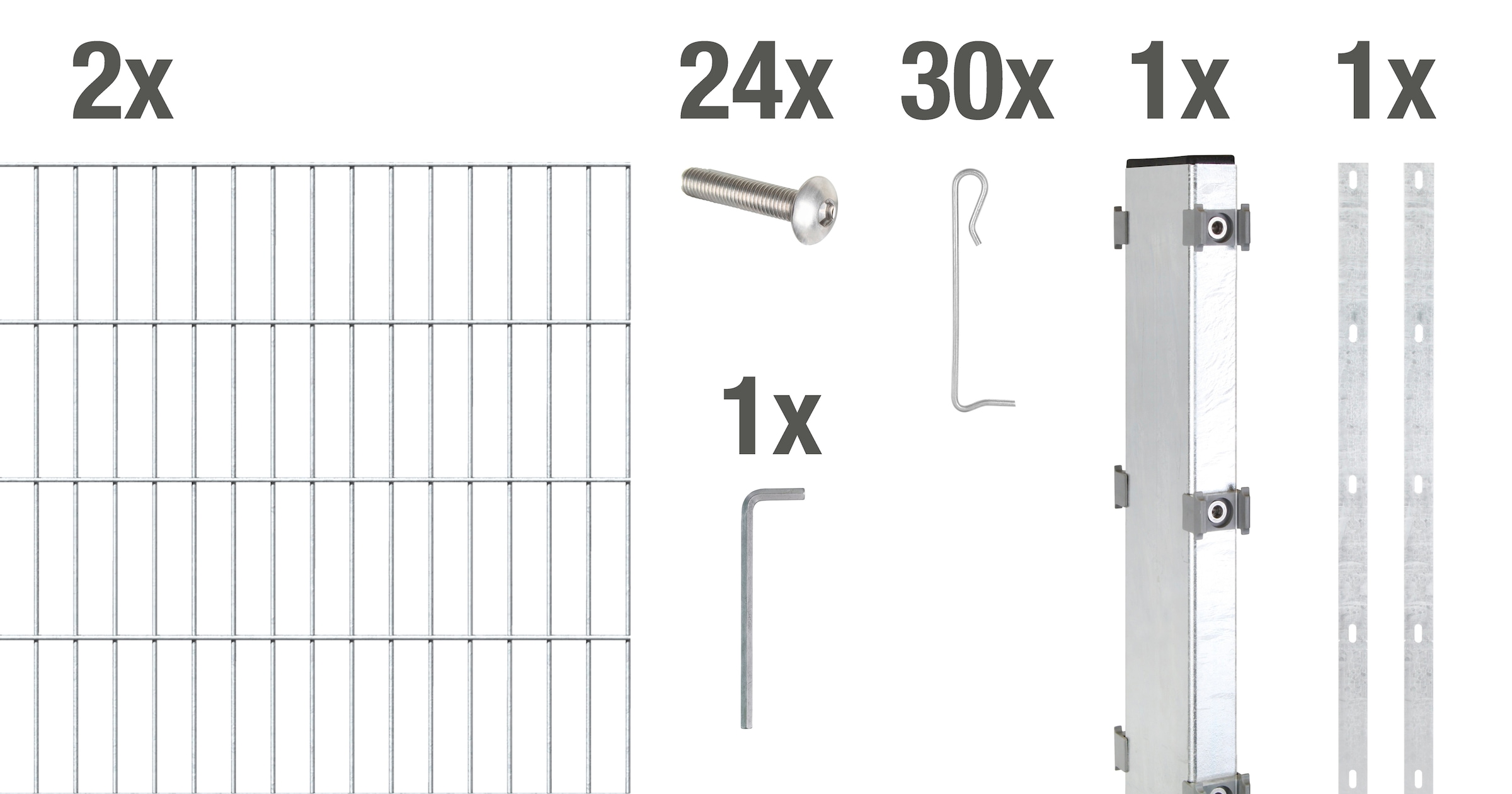 Alberts Gabionenzaun »Gabionen-Anbauset Step²«, feuerverzinkt, Höhe: 100 und 180cm, Breite: 2m, zum Aufschrauben