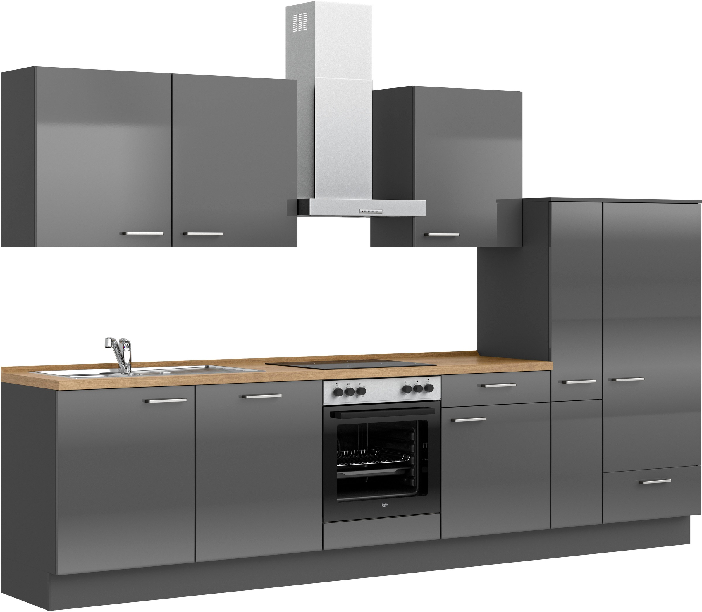 nobilia® Küchenzeile »"Flash I"«, vormontiert, Ausrichtung wählbar, Breite 330 cm, wahlw. mit E-Geräten