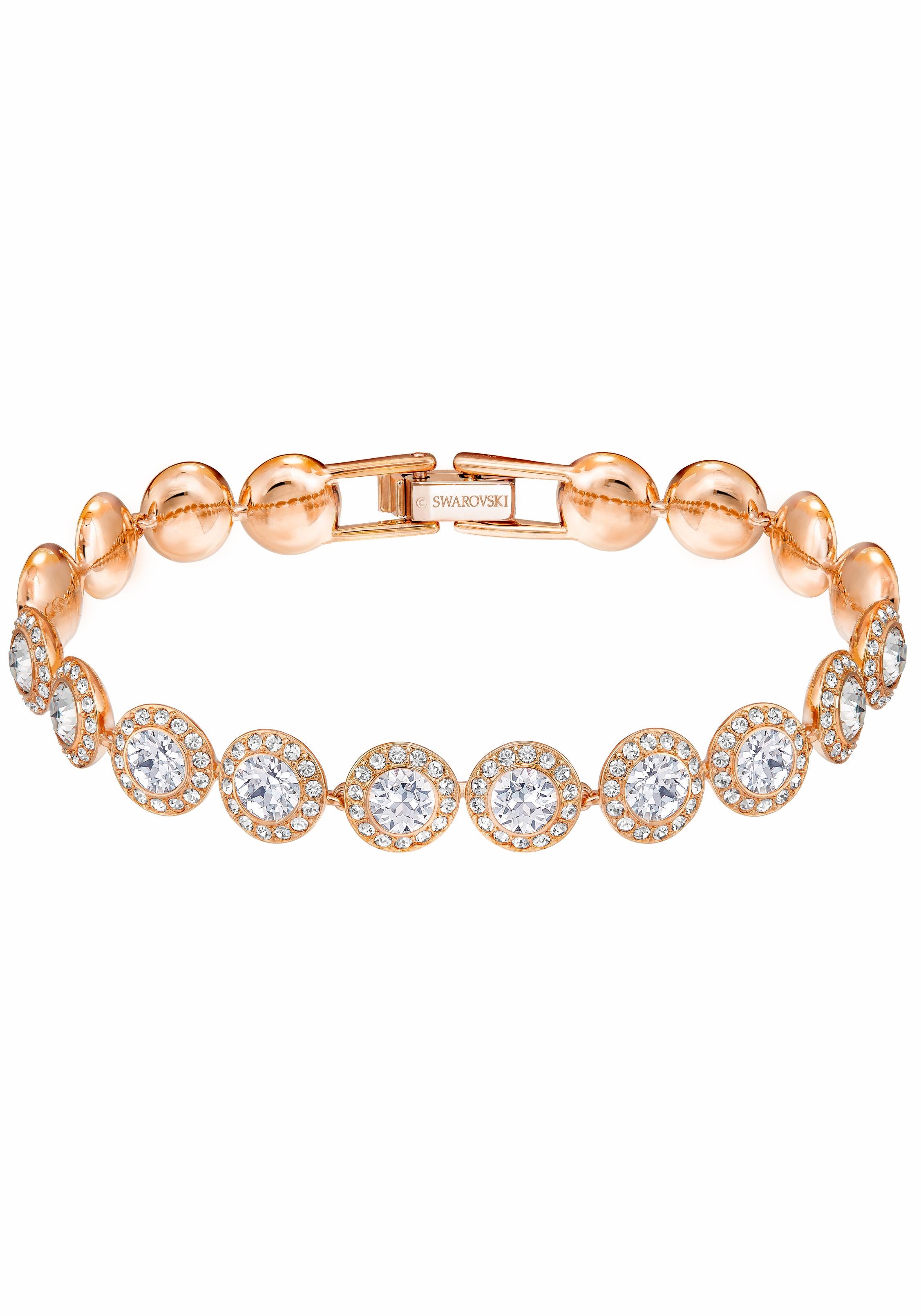 Armband SWAROVSKI "Una Angelic" Gr. M, rosa (roségoldfarben, kristallweiß), Armbänder, Damen, M, Metall, Armband, mit Swarovski Kristall