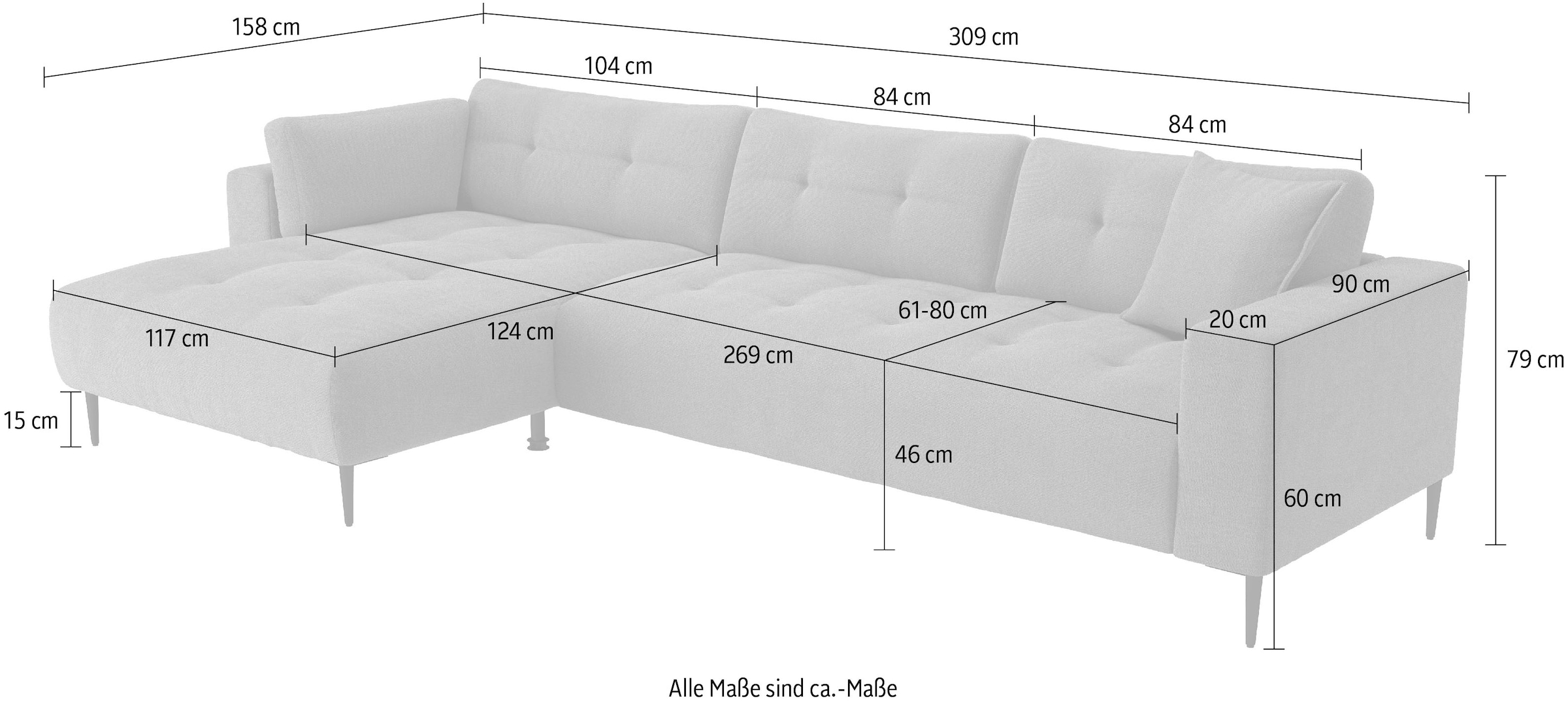 Trends by HG Ecksofa »Leo, B: 309, in Cord und Chenille«