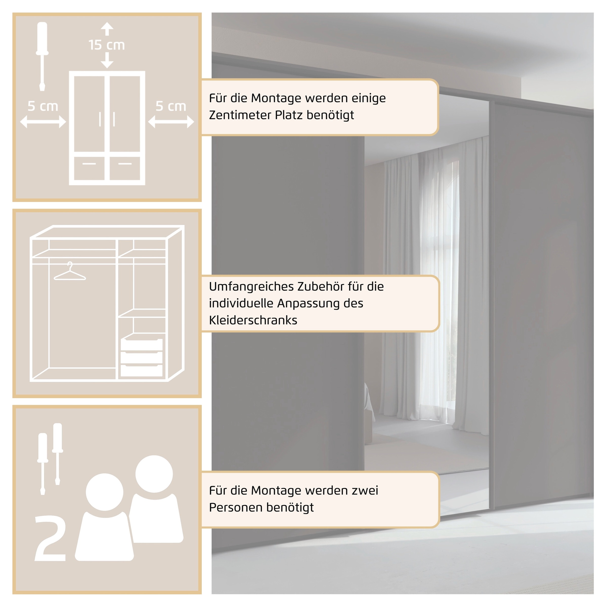 rauch Kleiderschrank »Schwebetürenschrank Schrank Garderobe Ankleide Schlafzimmer TARO« in 3 verschiedenen Ausstattungen BASIC/CLASSIC/PREMIUM (SOFT-CLOSE),  4 Breiten, optional Passepartout mit/ohne Beleuchtung MADE IN GERMANY