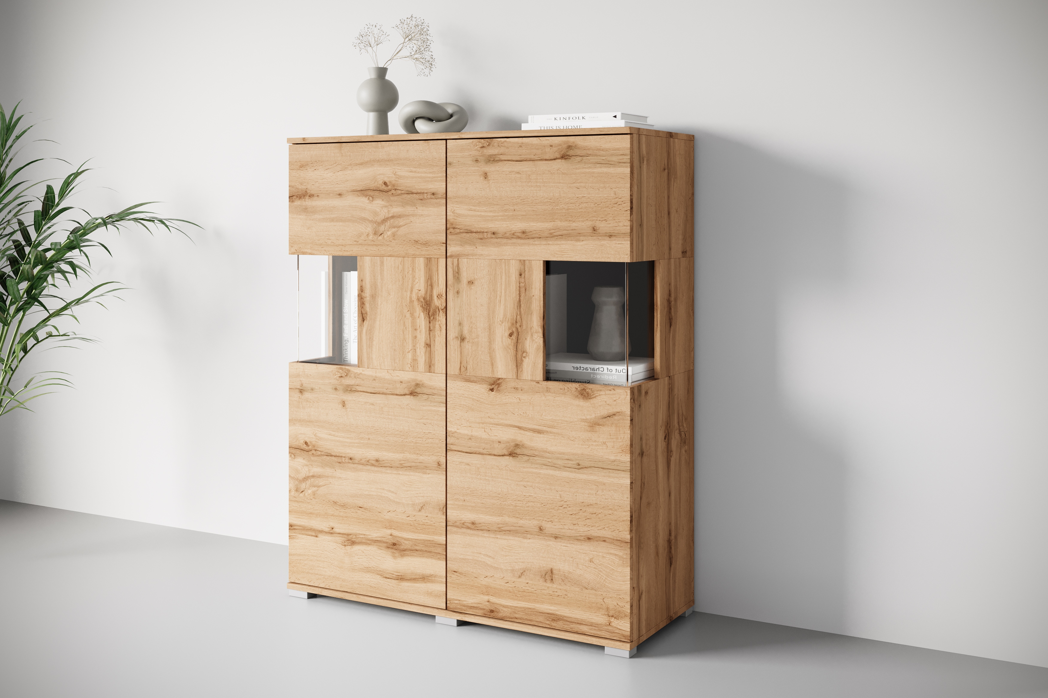 OTTO home Highboard "Kenia" 1 Stk. tlg. Modernes Highboard mit Glastüren, Breite 100 cm