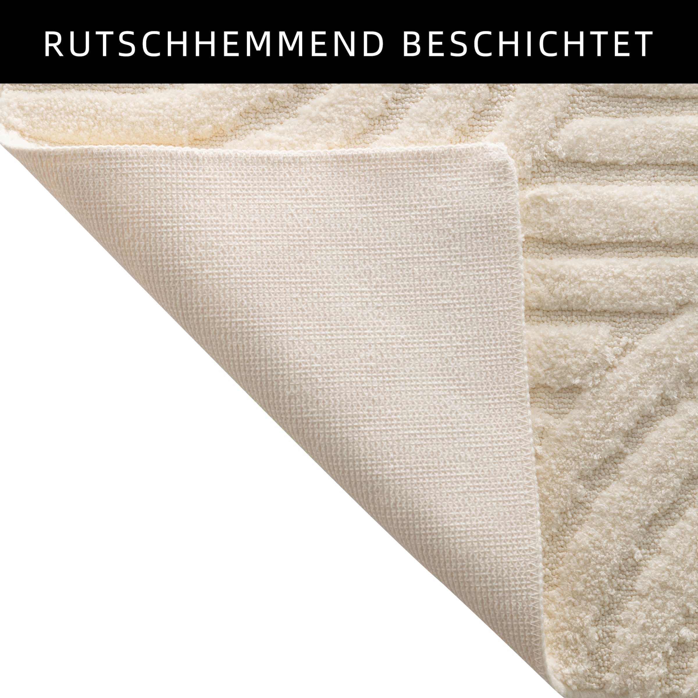 my home Badematte »Regona Scandi, Badvorleger, Badezimmer Teppich, Duschvorleger«, strapazierfähig, Badteppich, Uni Farben, Hoch-Tief-Effekt, modernes Muster