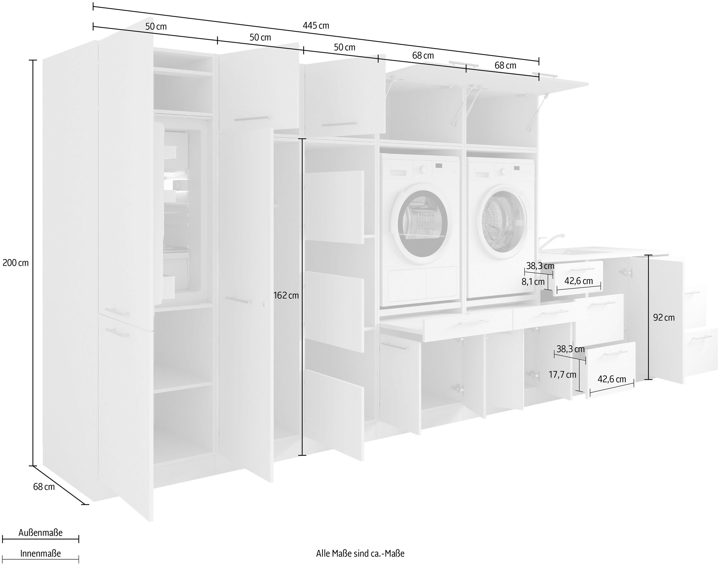 Laundreezy Mehrzweckschrank-Set »Laundreezy, 12-tlg. Mehrzweckschrank-Set B/H/T 445/200/68 cm« 12 Stk. tlg.