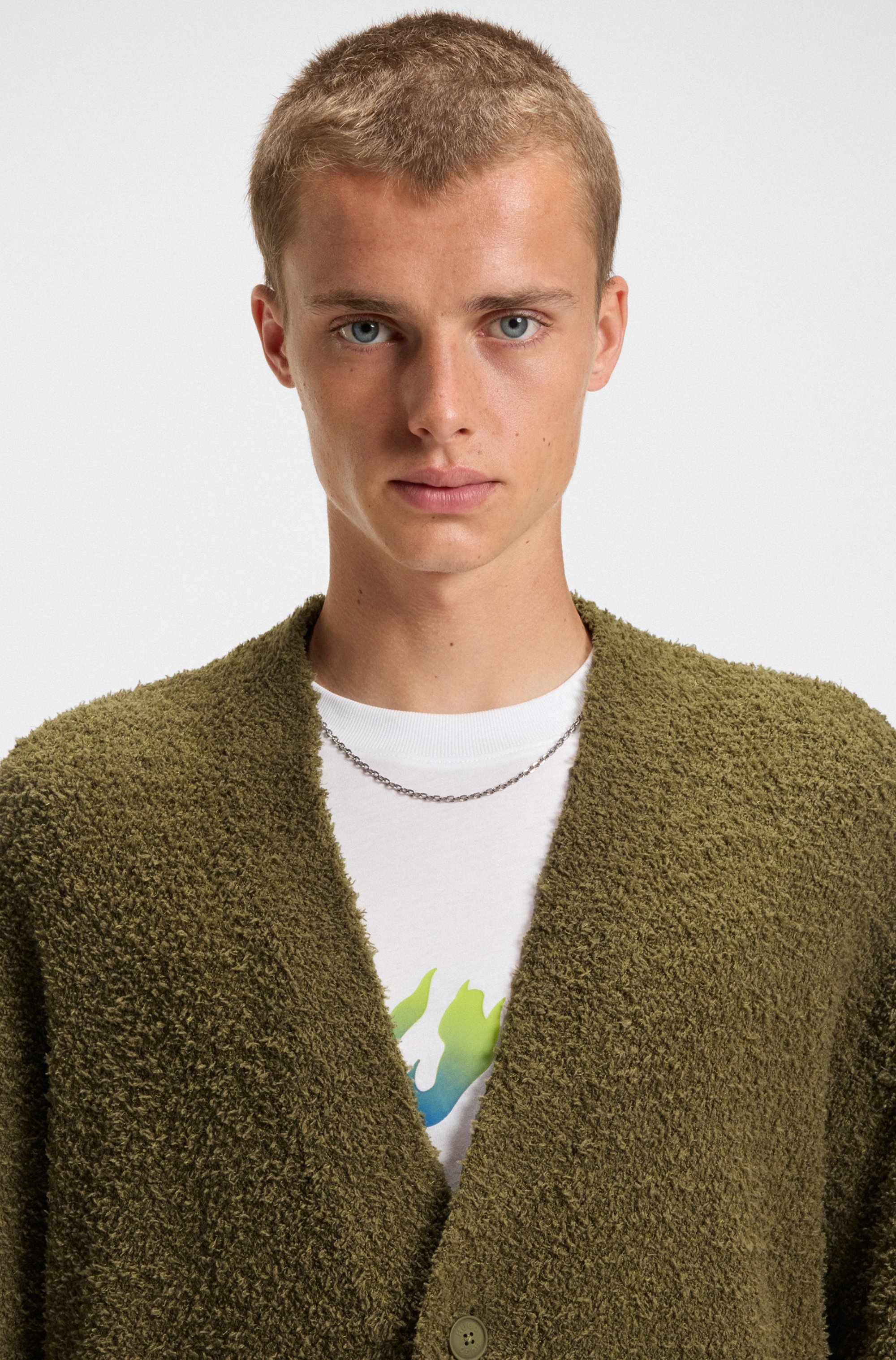 HUGO Blue Strickjacke "Sonou", V-Ausschnitt, Oversized fit, Bouclé-Strick günstig online kaufen
