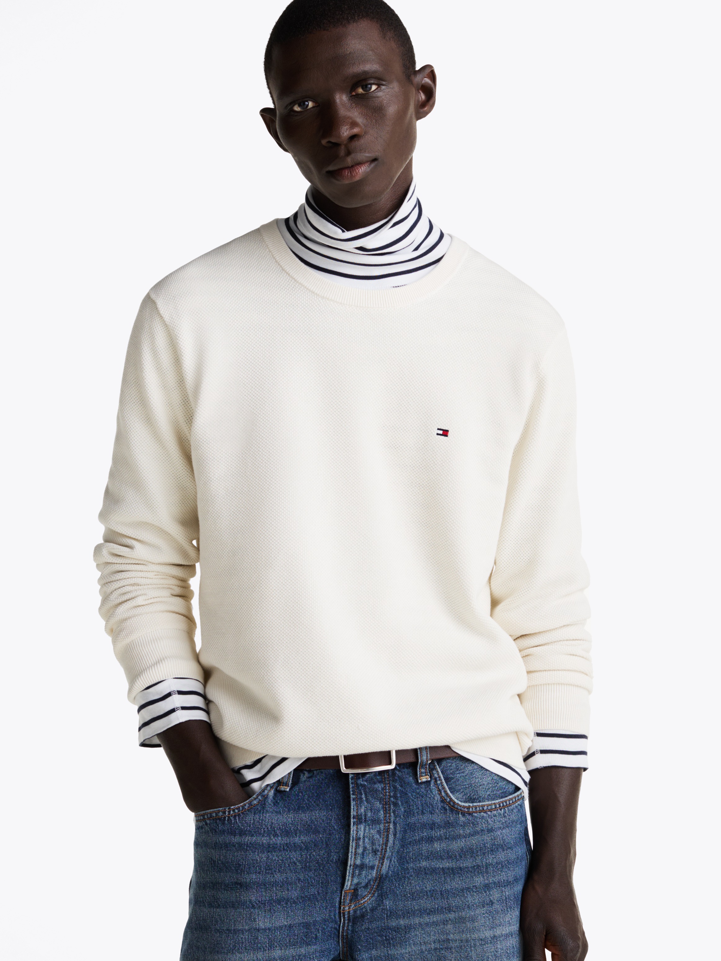 Thumbnail - Tommy Hilfiger Rundhalspullover "ESSENTIAL STRUCTURE CREW NECK mit Struktur und Label" unifarben, casual, regular fit, B...