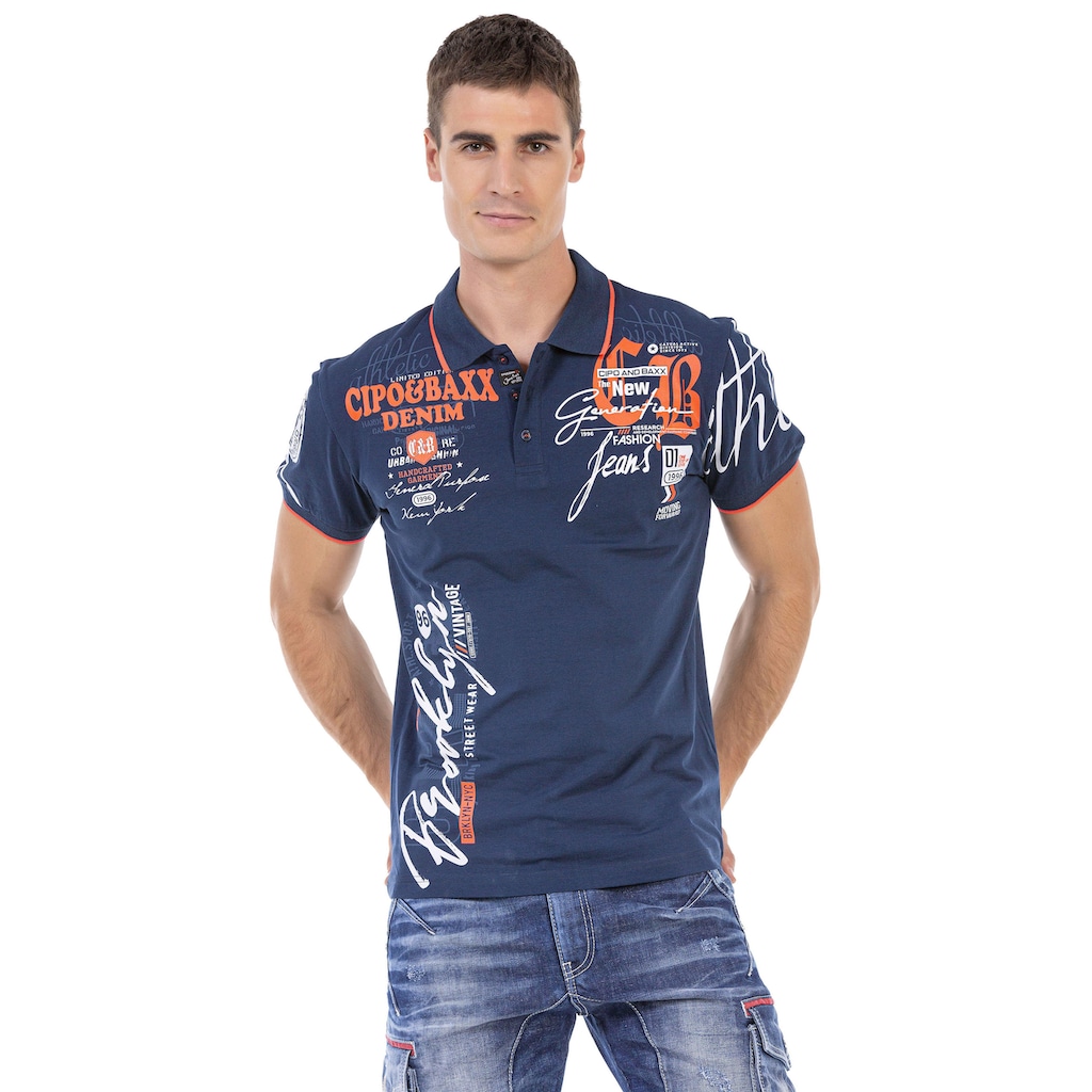 Cipo & Baxx Poloshirt, mit markantem Print