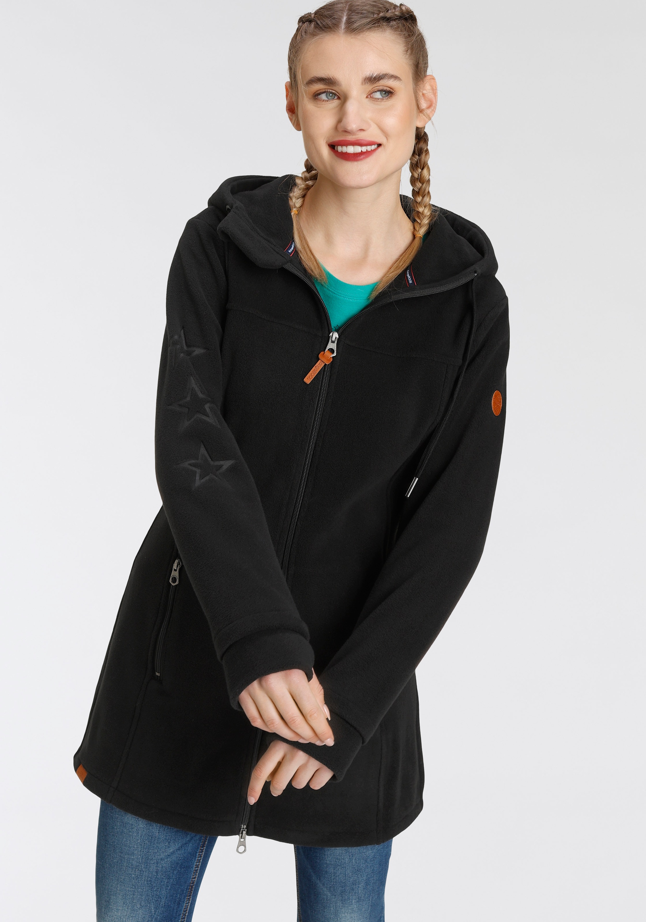 KangaROOS Fleecejacke mit Kapuze figurbetonter Schnitt, mit Kapuze, mit 2-W günstig online kaufen