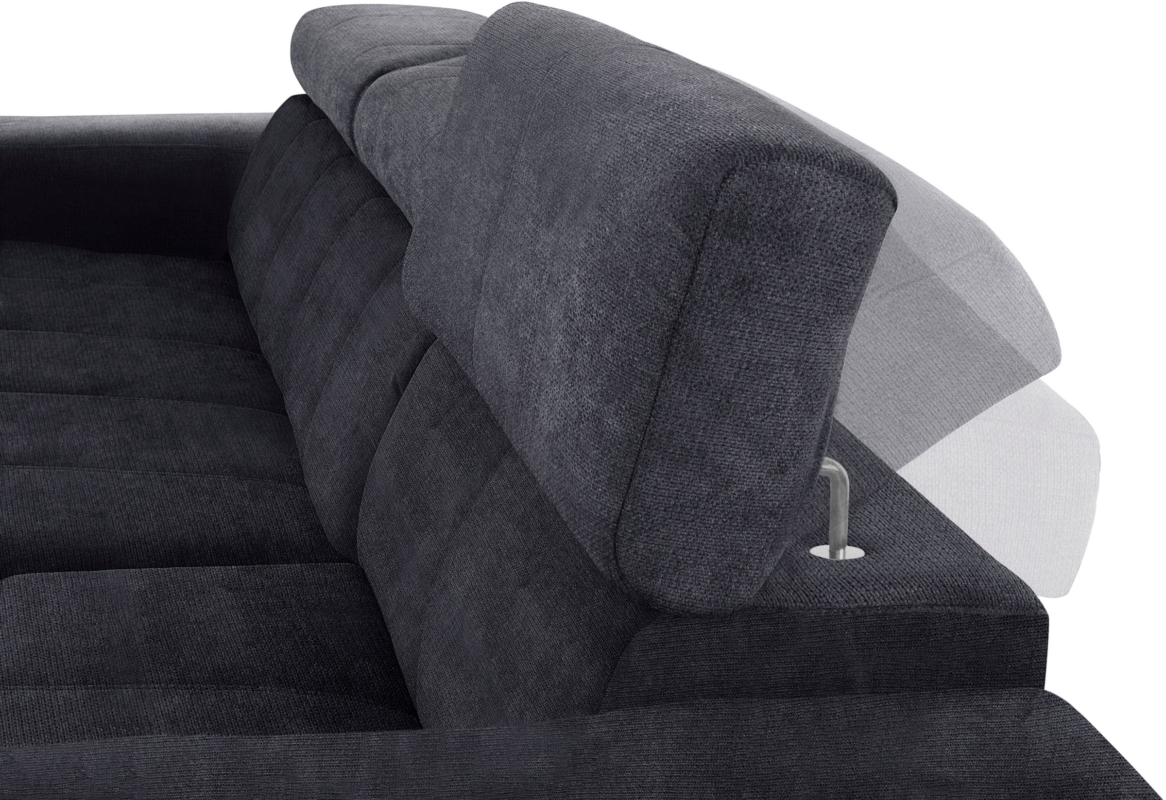 DOMO collection Ecksofa »Brandon große Ausführung B/T/H: 289/177/80 cm, auch in Leder und Cord«, mit Kopfteilverstellung, wahlweise Sitztiefenverstellung, L-Form
