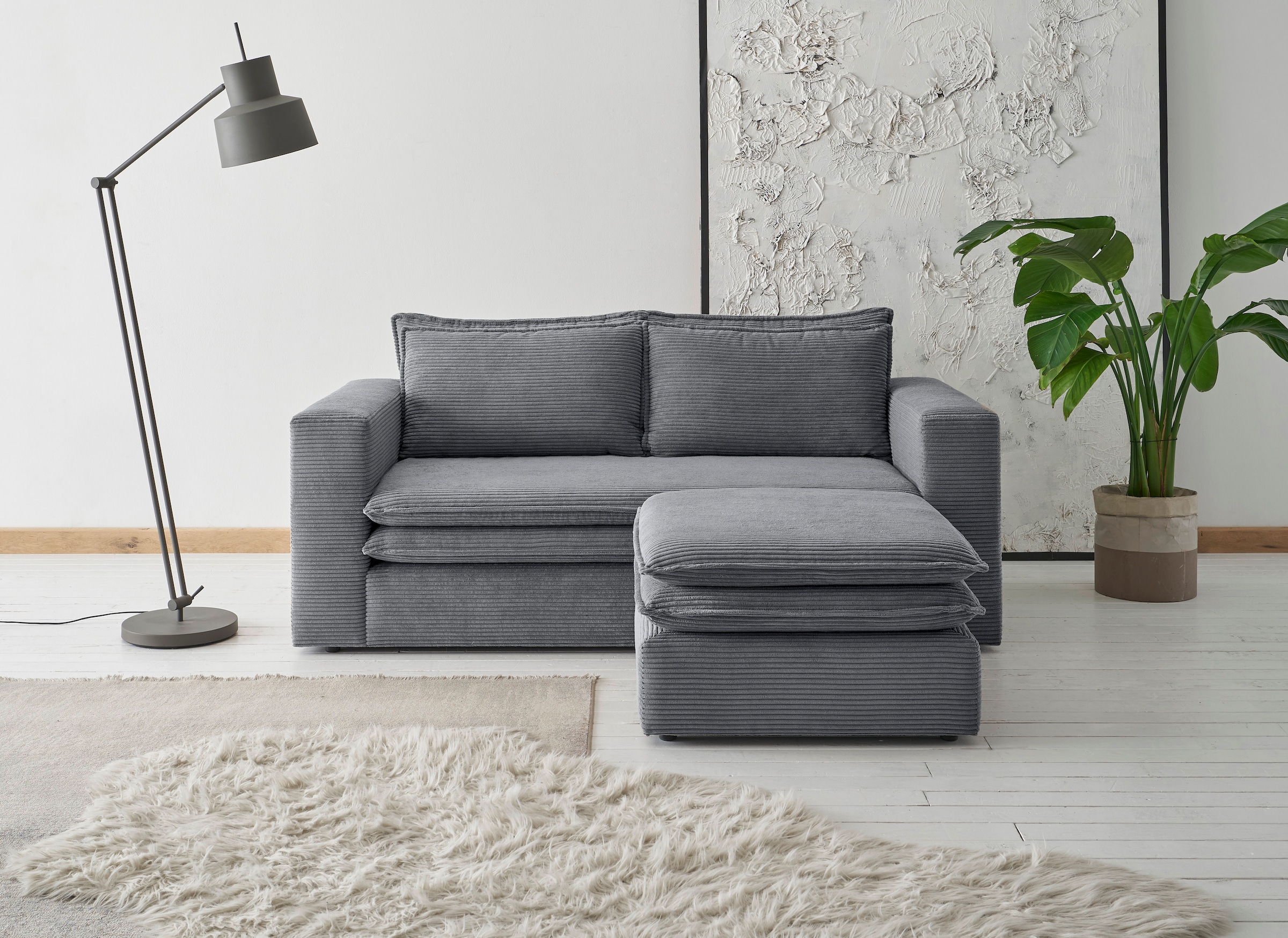PLACES OF STYLE Sitzgruppe "PIAGGE" 2 Stk. tlg. 2-Sitzer-Sofa und Hocker kl günstig online kaufen