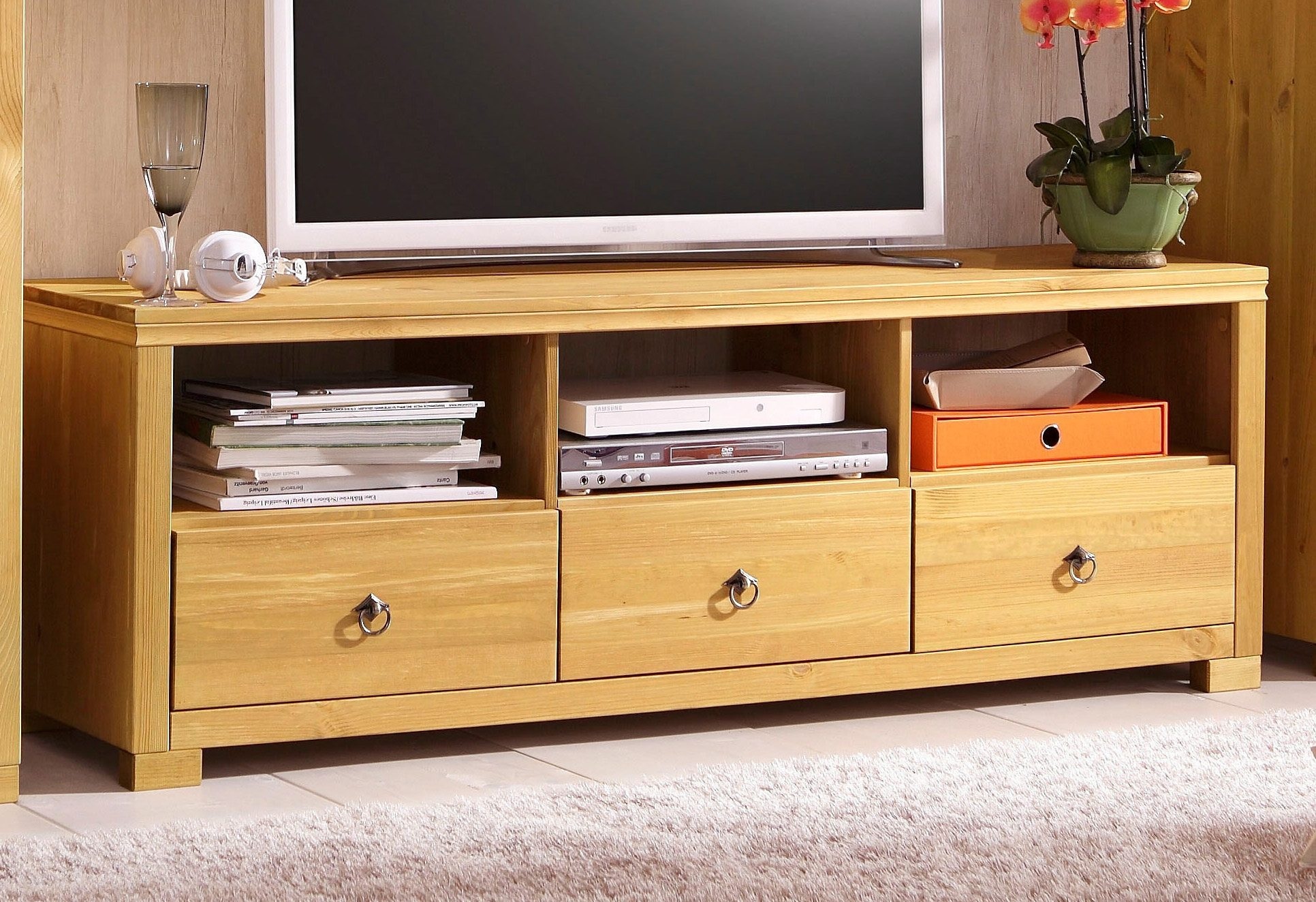 TV-Board »Gotland«, Breite 147 cm, mit Schubladen und offenen Fächern, Massivholz, FSC®