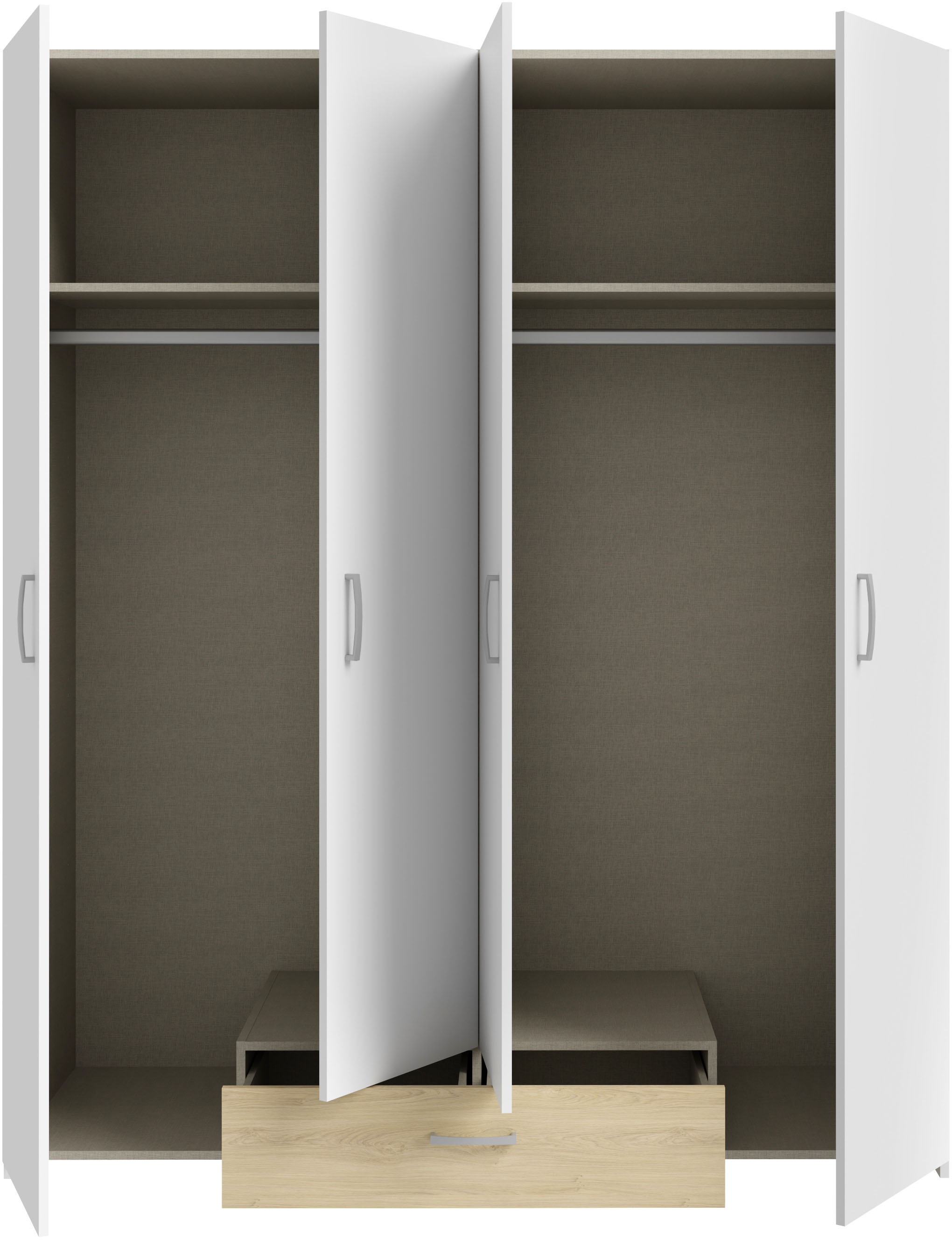 FORTE Drehtürenschrank »Econobox«, Drehtürenschrank, zeitloses Design mit alufarbigen Griffen.