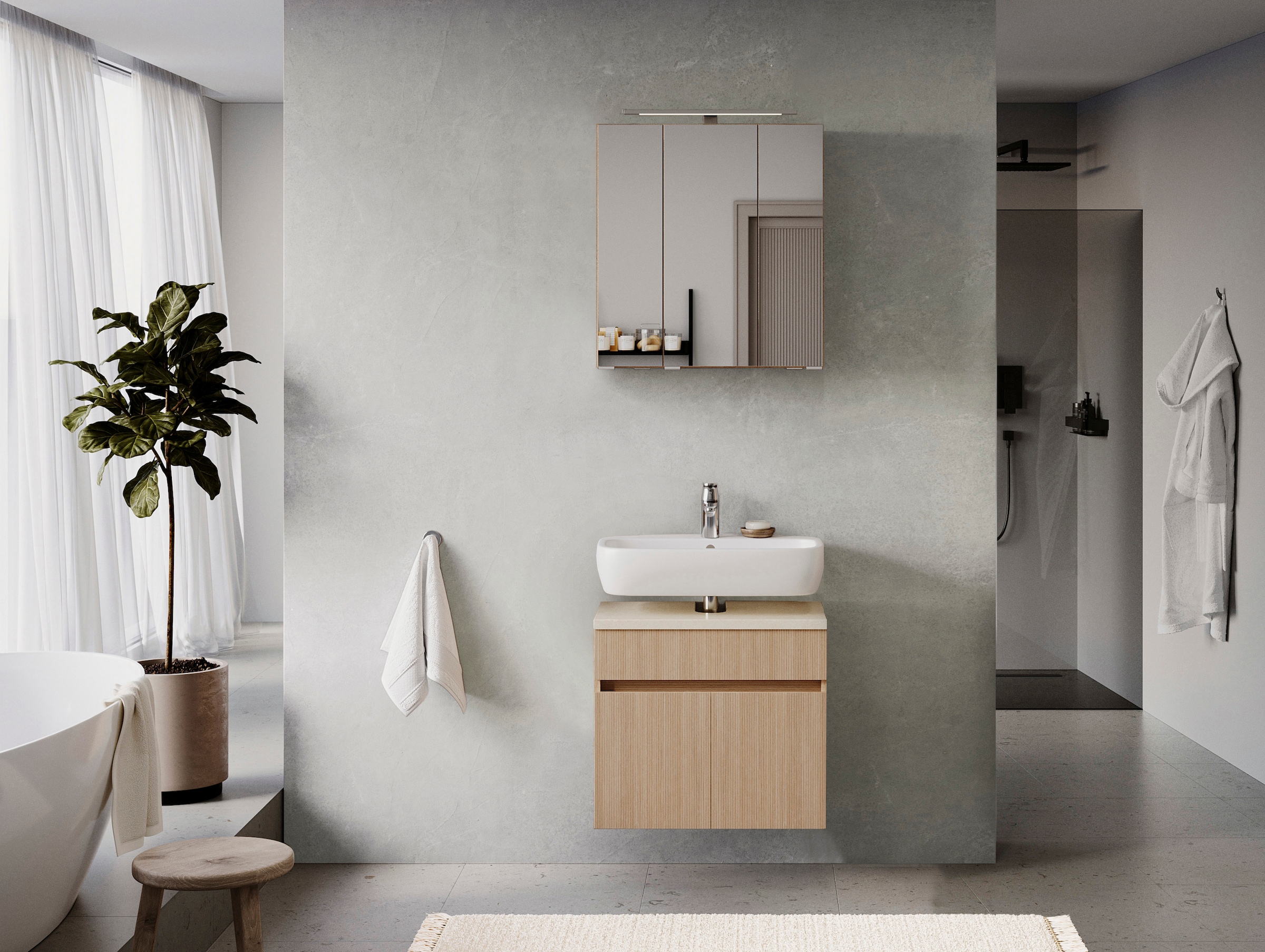 welltime Badmöbel-Set "EIXO, Set aus Spiegelschrank und Unterbeckenschrank" günstig online kaufen