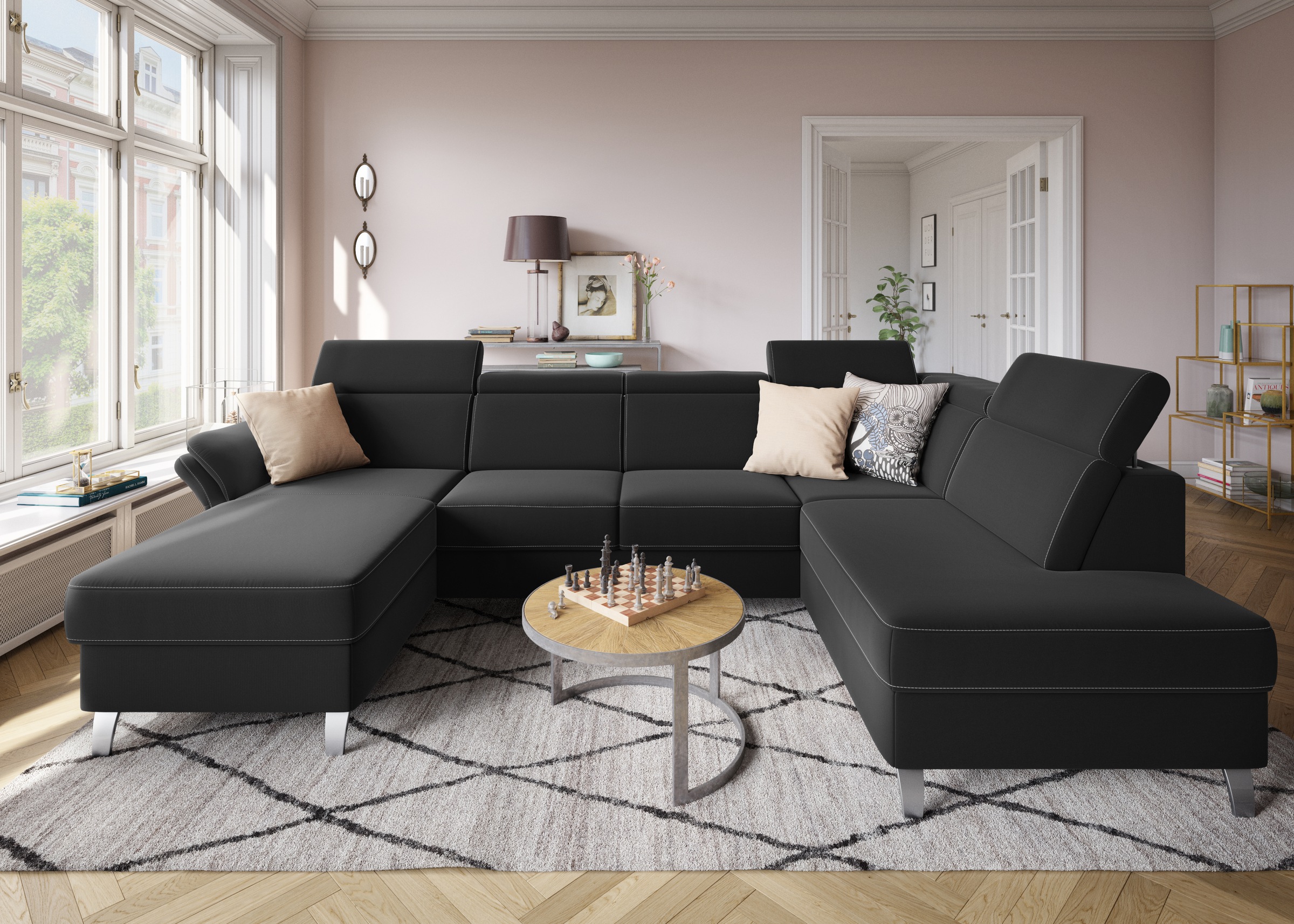 sit&more "Vincenzo U-Form" inklusive Kopfteilverstellung, wahlweise mit Bet günstig online kaufen