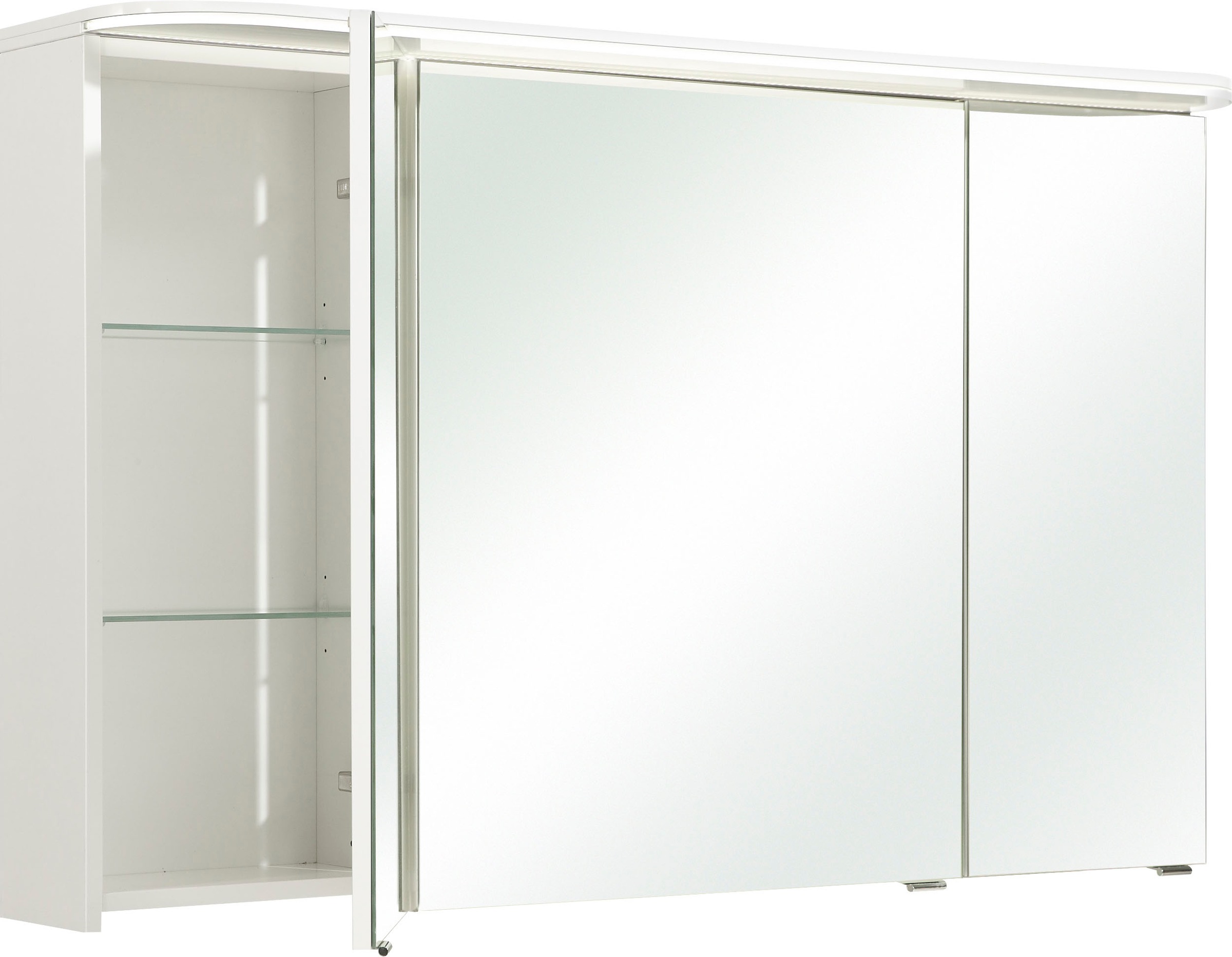 Saphir Spiegelschrank »Balto Sprint Badschrank mit LED-Lichtkranz, 120 cm breit, 3 Türen«, Schalter-/ Steckdosenkombination, inkl. Türdämpfer, 987LM, 12V LED