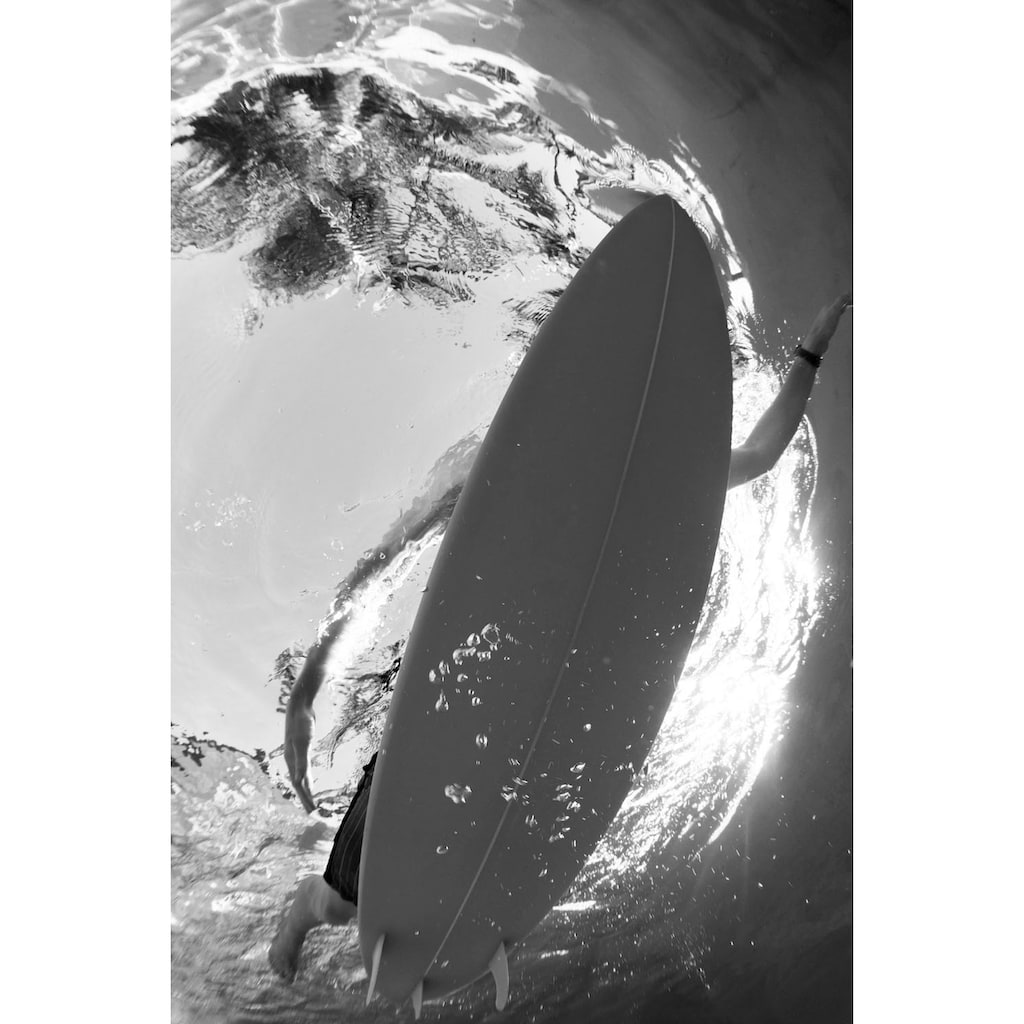 queence Acrylglasbild »Surfer im Meer«