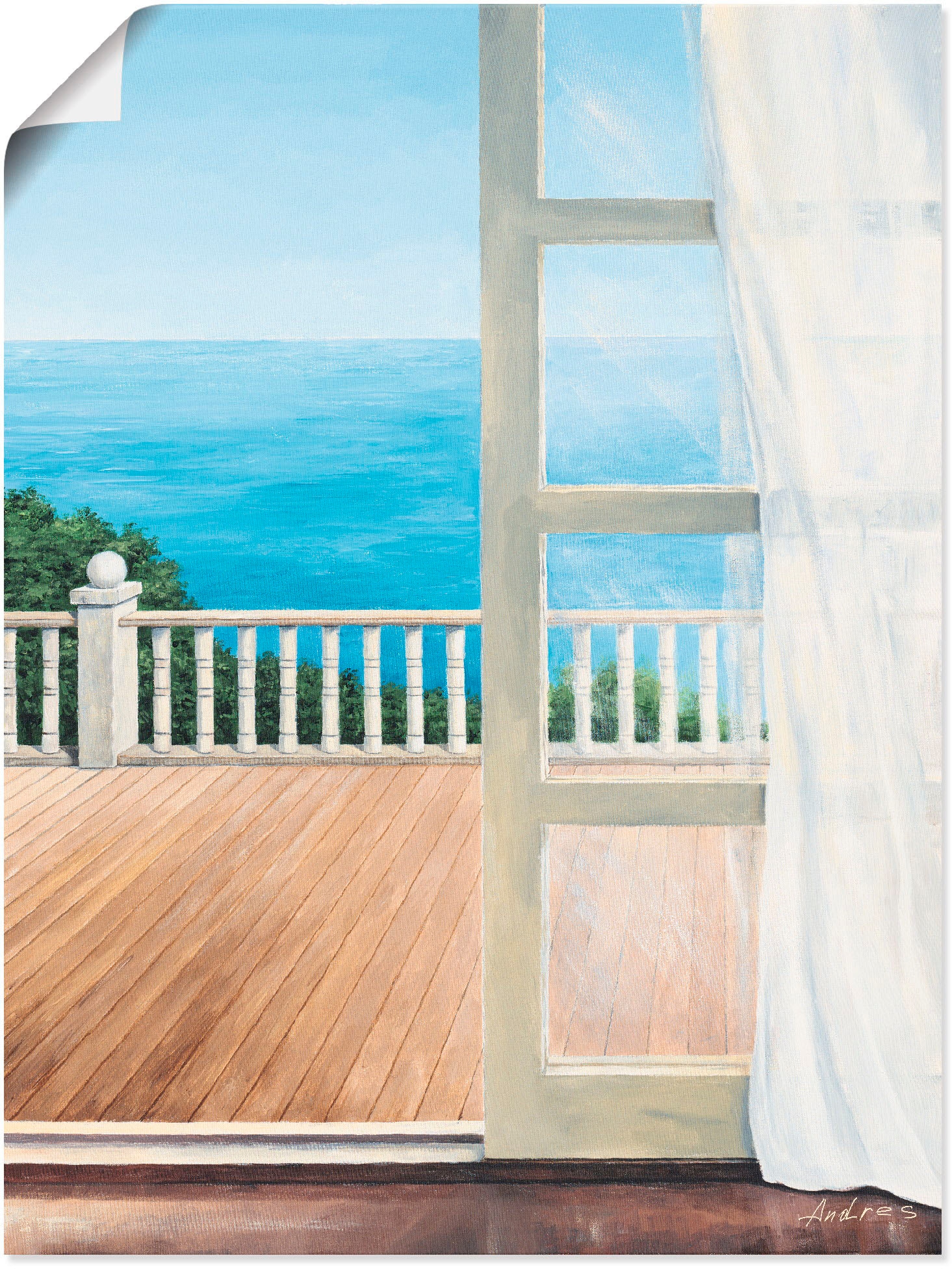 Leinwandbild, | Meerblick«, BAUR oder mit (1 »Veranda Fensterblick, als St.), Größen Artland Alubild, Poster in bestellen Wandbild versch. Wandaufkleber