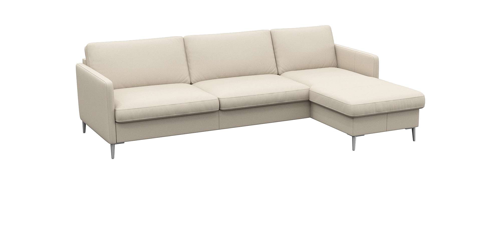 FLEXLUX Ecksofa »Fiore, super Sitzkomfort durch Kaltschaum im Sitz, L-Form«, schmale Armlehnen, Füße Alu