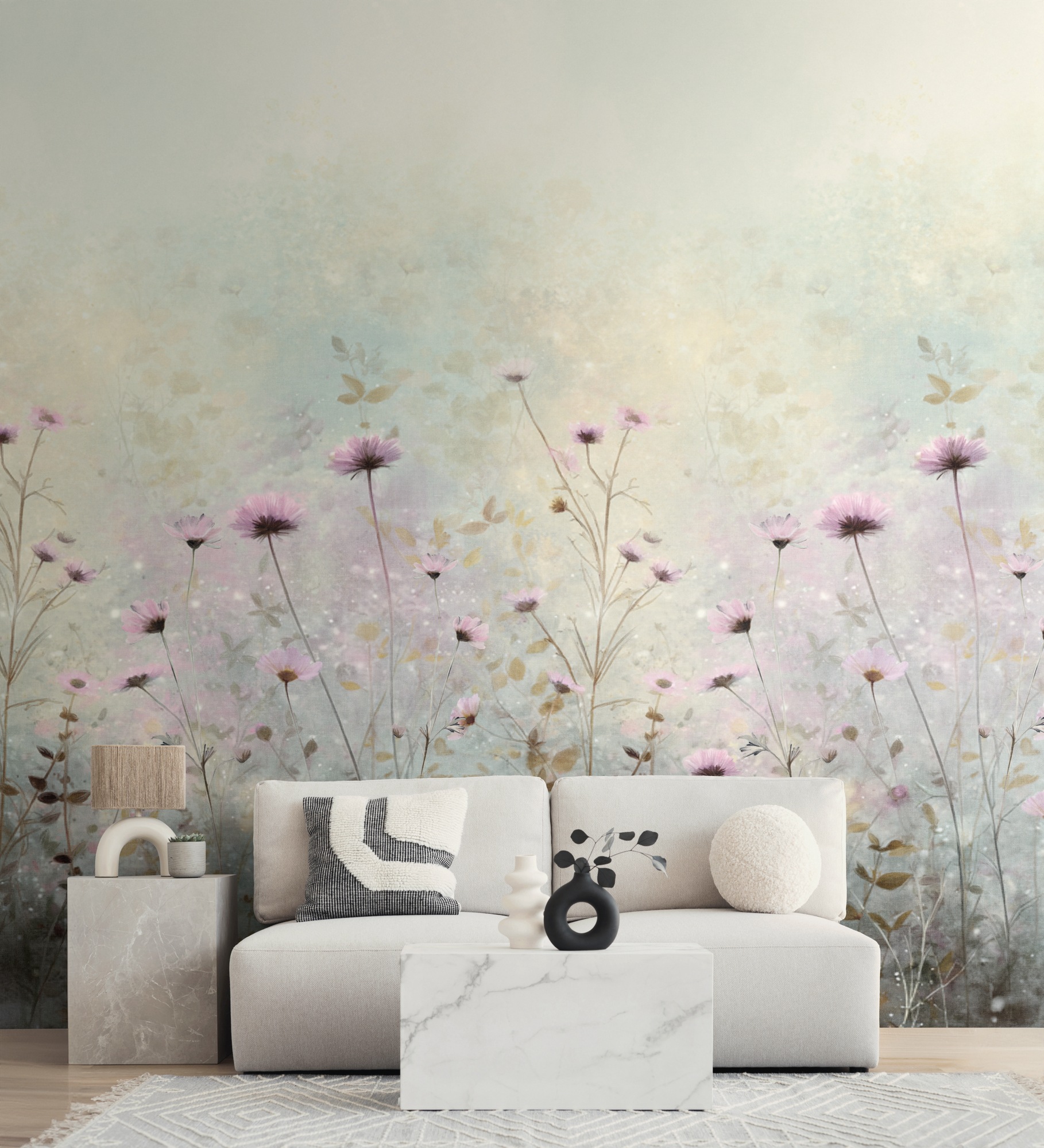 living walls Fototapete »The Wall 4 Flowers – Filigrane Blumenwiese Vlies-Fototapete« botanisch | floral | matt leicht strukturiert Filigrane Blumenwiese mit natürlicher Tiefenwirkung
