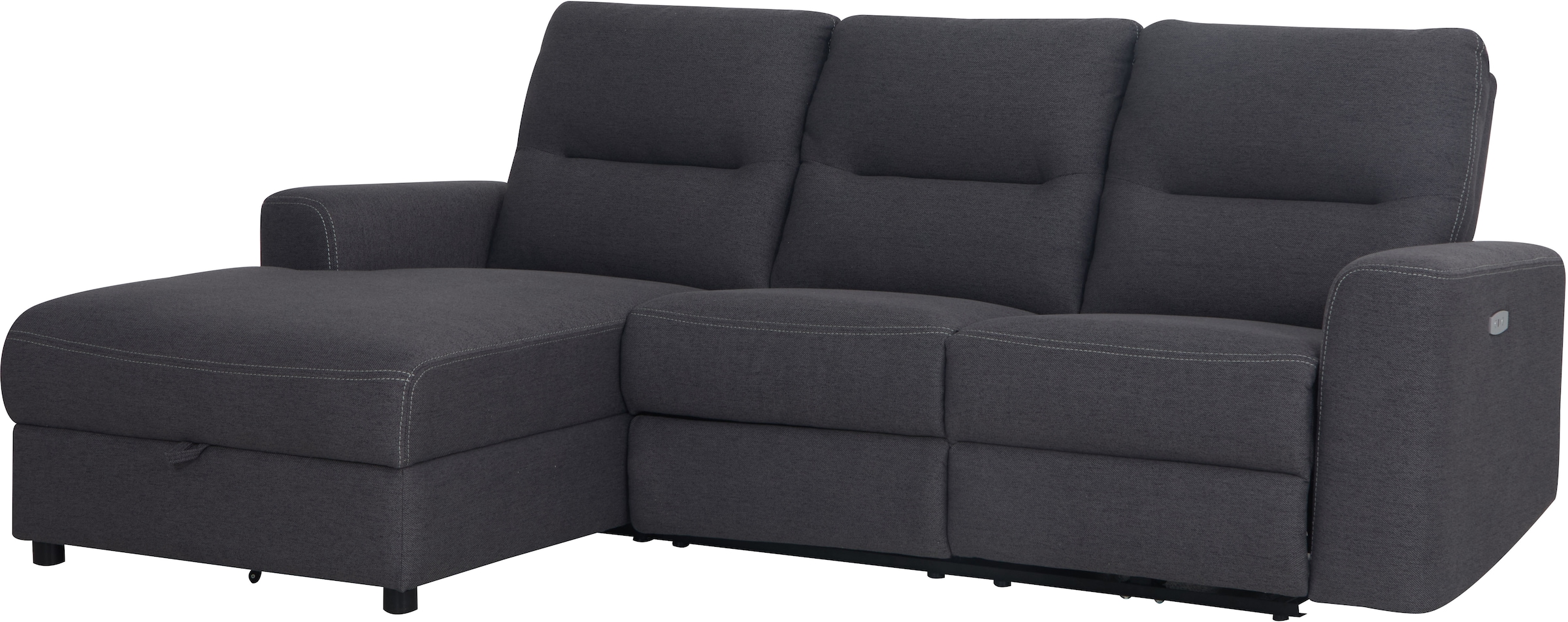 Home affaire Ecksofa »VENOIR, L-Form, 250 cm, manuelle u. elektrische Funktion (m. USB A/C)«, Stauraum unter der Recamiere, 2. Staufach, Federkern