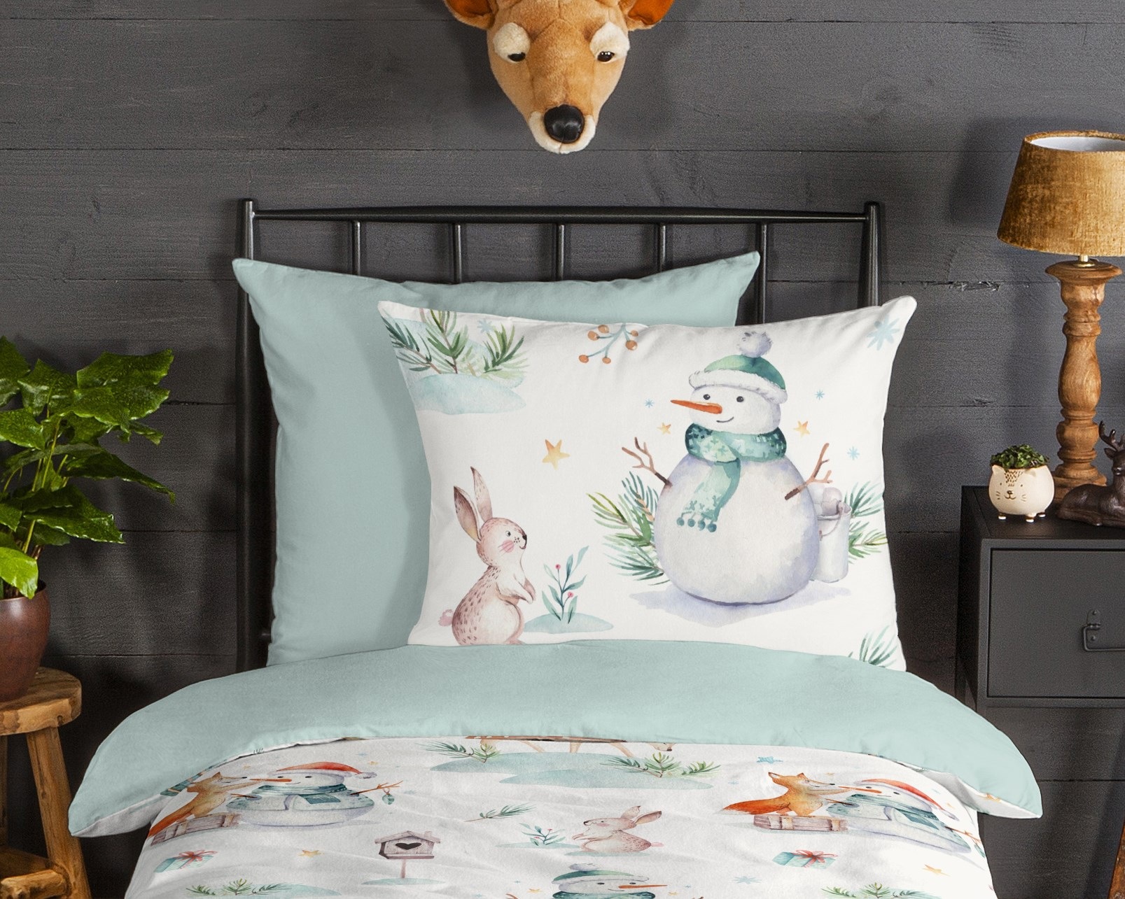 good morning Kinderbettwäsche »Magicwinter« 2 Stk. Flanell, Biber, 135x200, Winter, Warm, Wende, Kind, Schneemann, Weiß