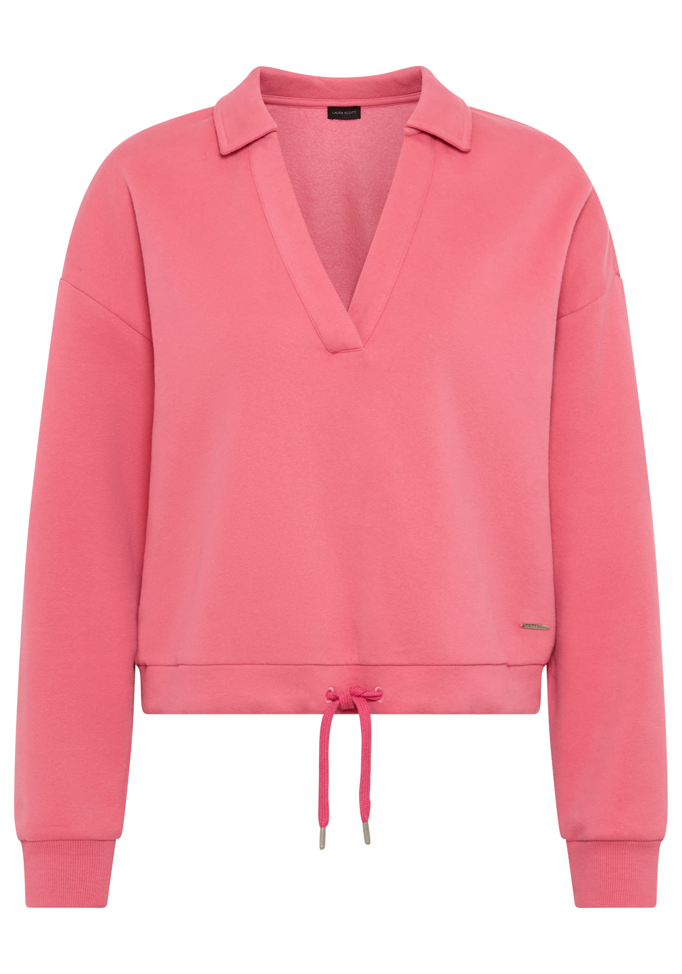 Laura Scott Sweatshirt, Weiche Baumwollmischung mit V-Ausschnitt und Kordel am Saum
