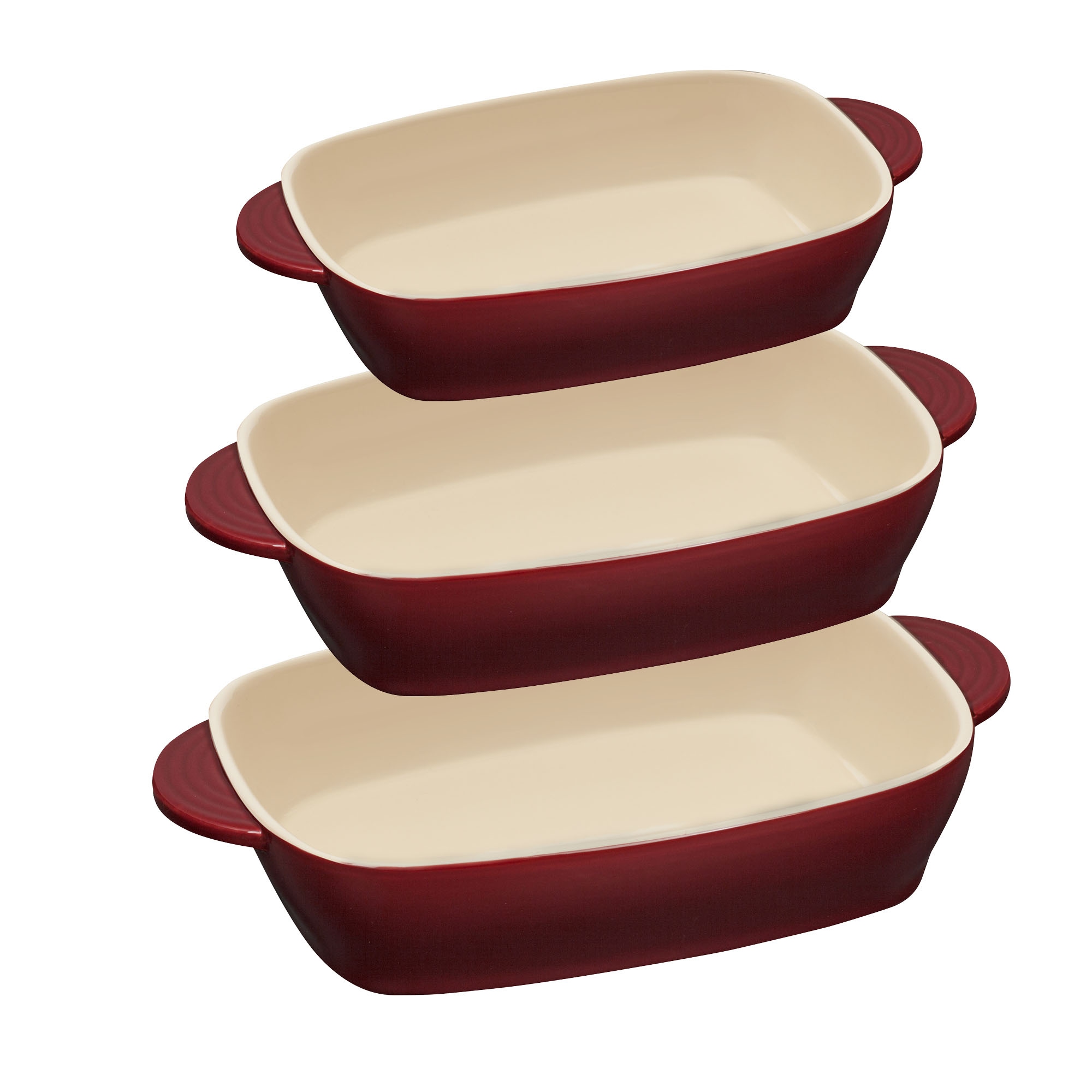 RESTO Kitchenware Backform "FORNAX Auflaufform-Set, 3-teilig, aus Keramik, rechteckig" Kratzbeständig