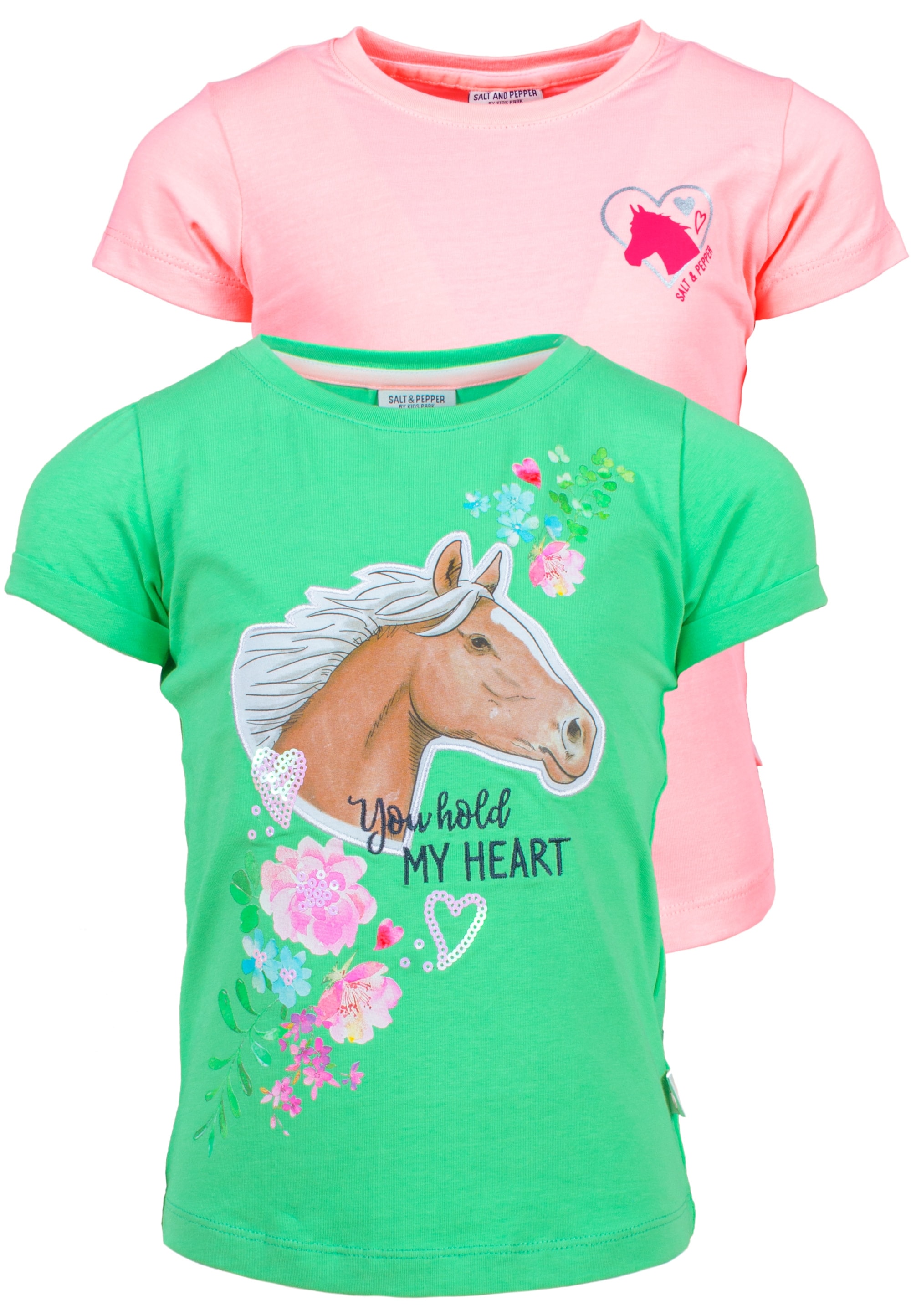 SALT AND PEPPER T-Shirt »Horse«, (2 tlg.), mit tollem Glitzerdruck