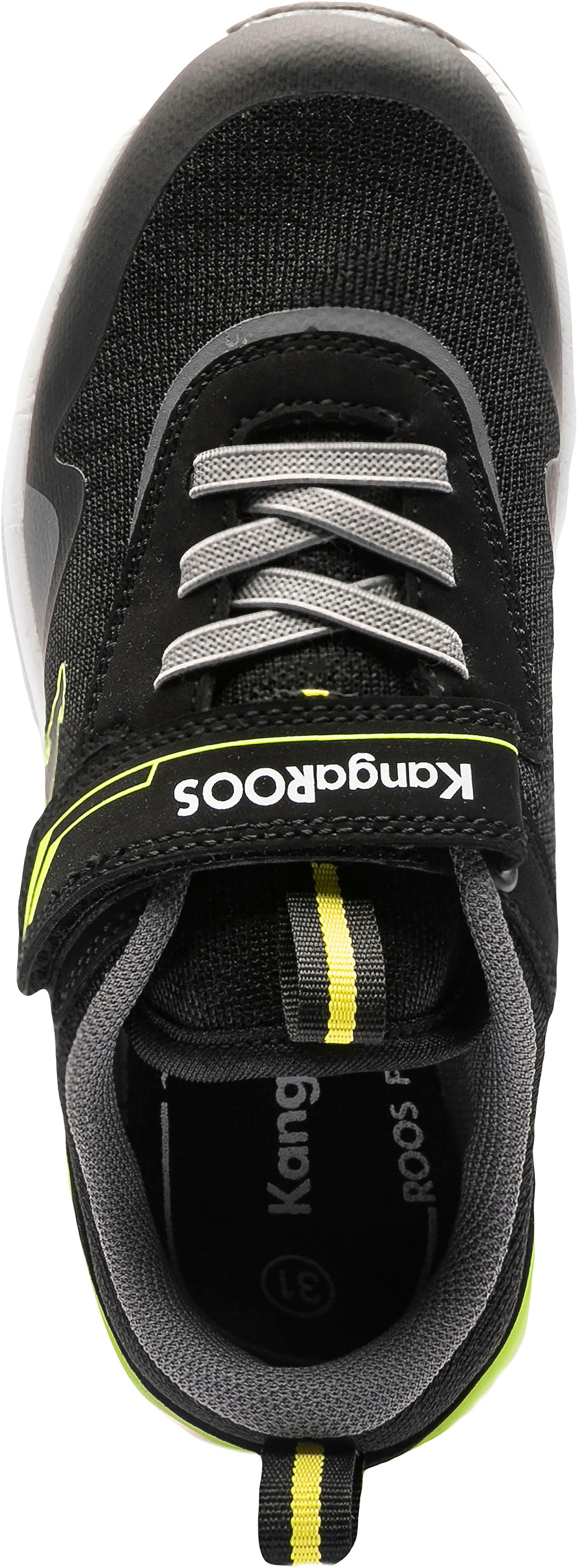 Sneaker KANGAROOS "KD-Gym EV", Damen, Gr. 29, schwarz (schwarz, gelb), Synthetik, Textil, Schuhe Sneaker, mit Klettverschluss 3