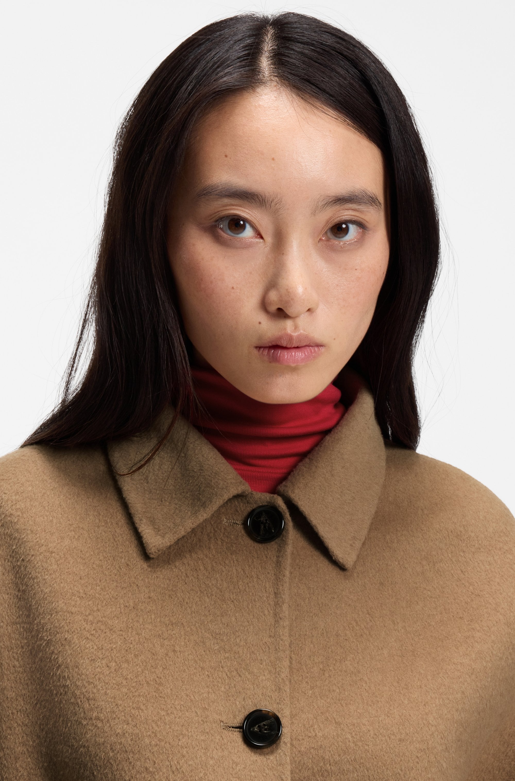 BOSS ORANGE Kurzmantel »Cafrina Premium Damenmode« mit Woll-Anteil, abnehmbarer Schal