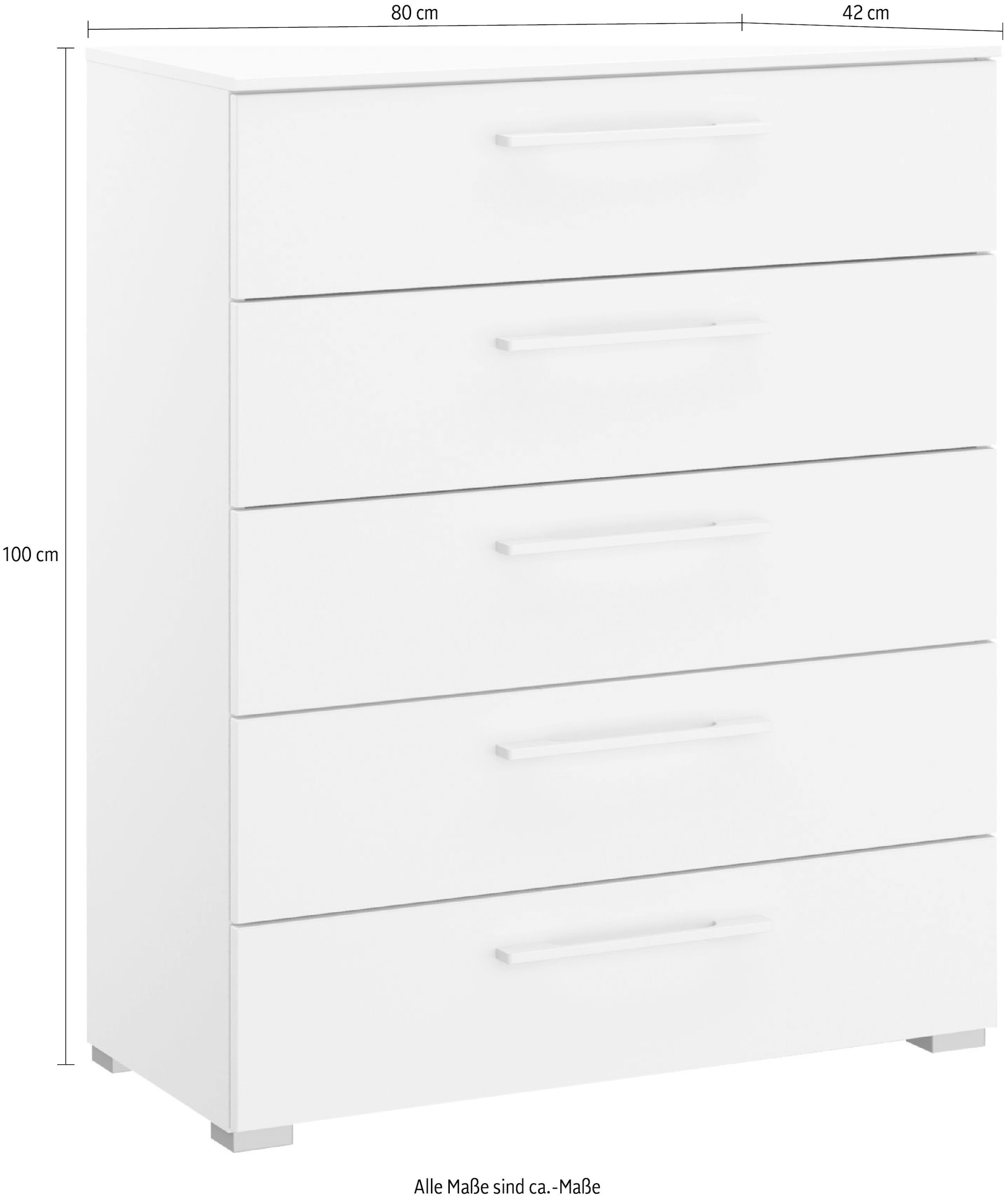 rauch Schubkastenkommode »Kommode Sideboard Wäscheschrank Schrank SKAT PURE« inkl. SOFT-CLOSE-FUNKTION,  mit 5 Schubladen in puristischem Design MADE IN GERMANY