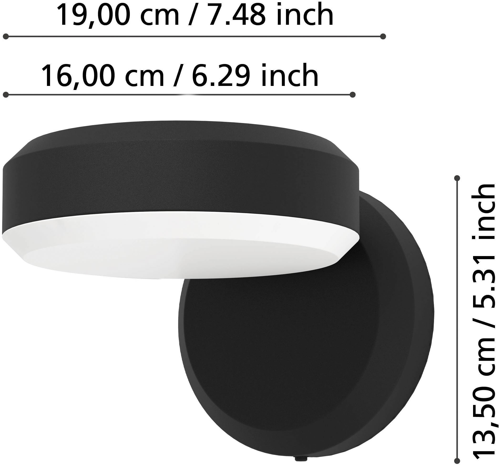 EGLO Wandleuchte »Fornaci Wandlampe, Außenleuchte Hauswand, Metall und Kunststoff, IP54« LED-Modul 1 Stk. Warmweiß Wand-/Deckenleuchte - L16 x H13,5 x AL19 cm - schwarz - 3X3,6W inkl.