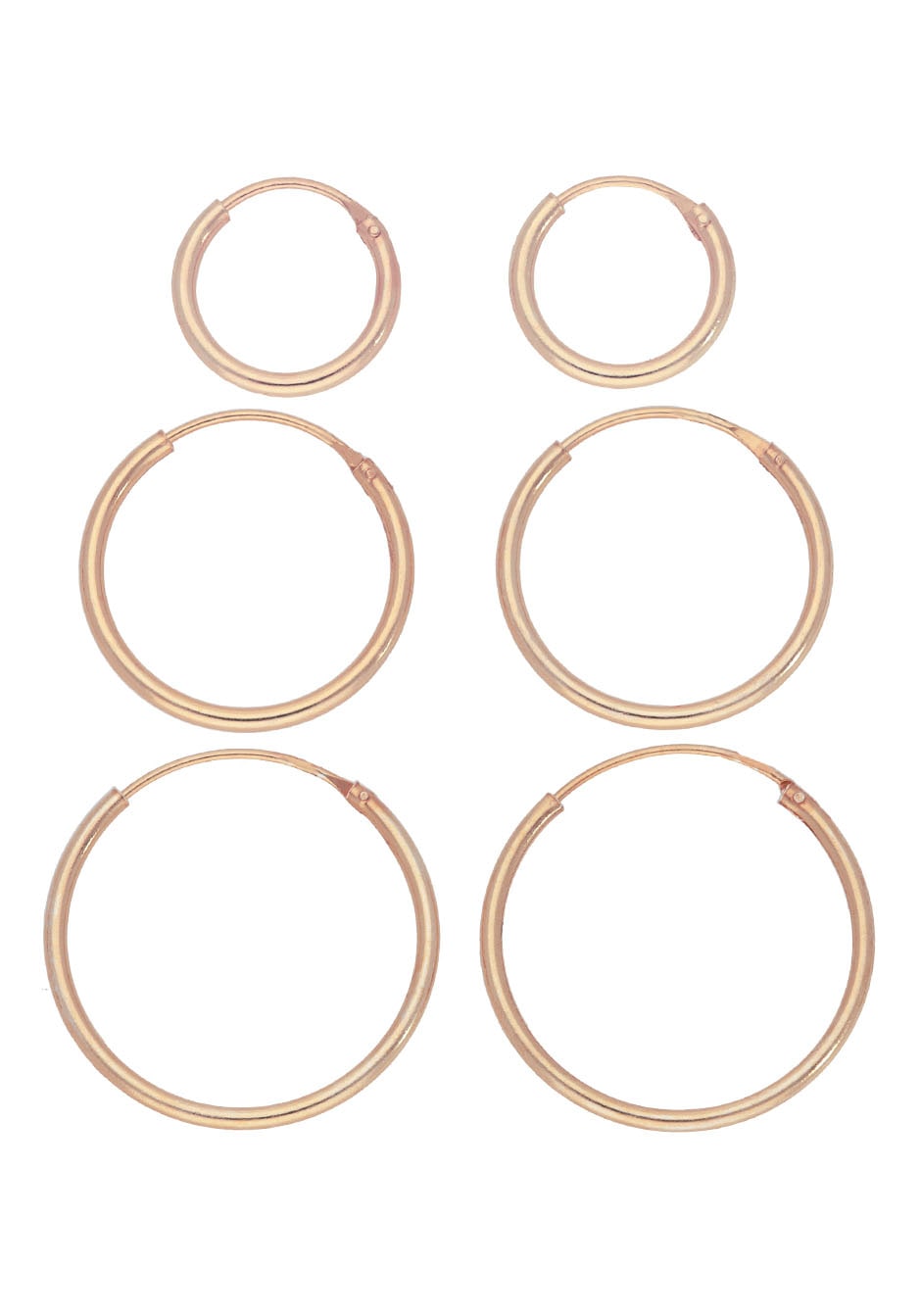 FIRETTI Multipack Hoop Earrings Rose Gold 925 Sterling Silver