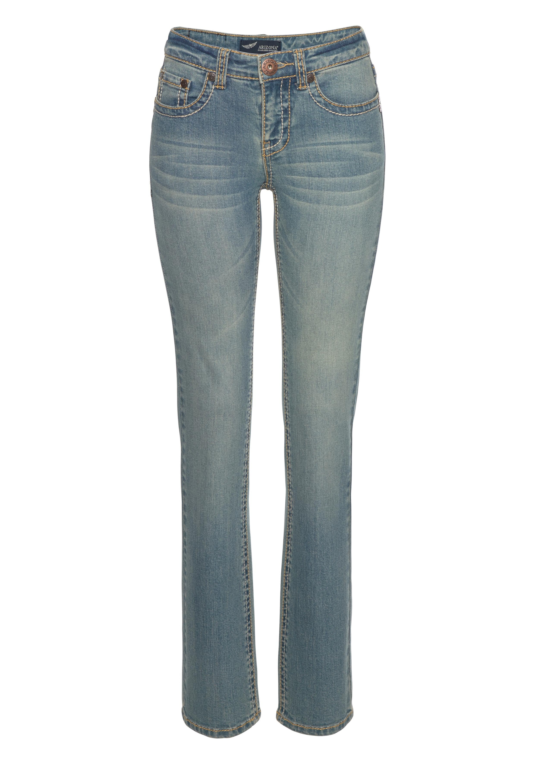 Arizona Gerade Jeans "Kontrastnähte", niedrige Leibhöhe, in 5-Pocket-Form, günstig online kaufen