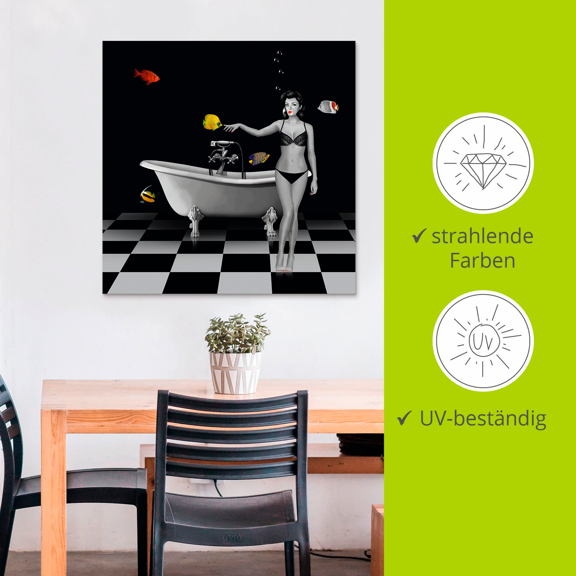 Artland Wandbild »Ein Badezimmer für Fische«, Frau, (1 St.), als Alubild, Outdoorbild, Leinwandbild in verschied. Größen