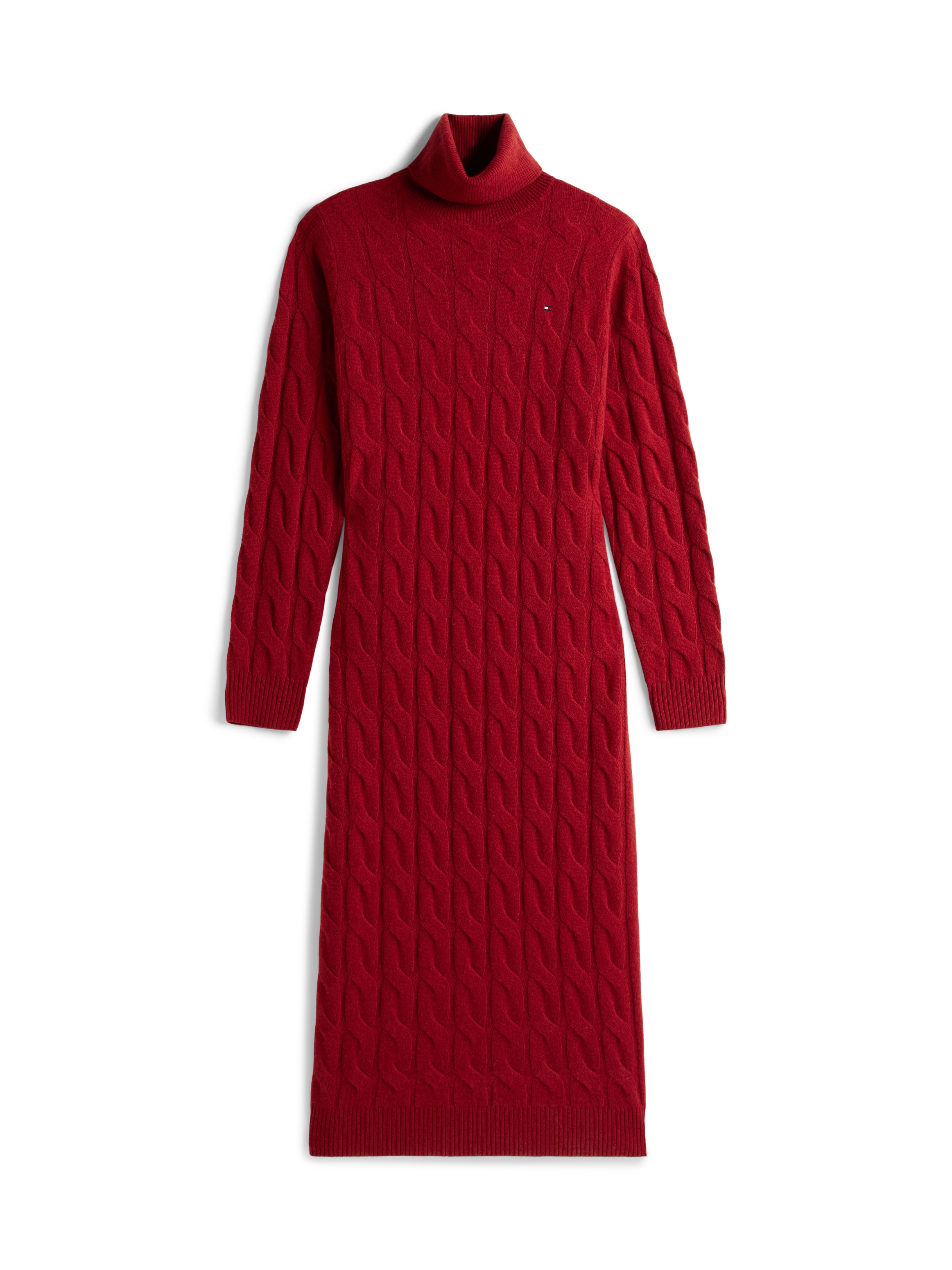 Tommy Hilfiger Strickkleid »SOFT WOOL CABLE ROLL-NK LS DRESS« Wolle, mit Zopfmuster