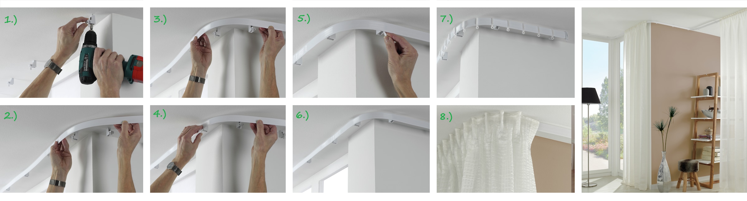 GARDINIA Vorhangschiene »Flexline«, mit Bohren, Deckenmontage, Kunststoff, Easy-Click-Montage