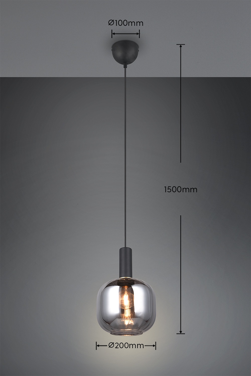 TRIO Leuchten Pendelleuchte »DIVA, E27 Hängelampe 1-flammig mit Glasschirm, exkl 1xE27 max 10W« E27 1 Stk. warmweiß - kaltweiß höhenverstellbar bis max 150cm, Ø 20cm, Hängeleuchte Wohnzimmer Küche