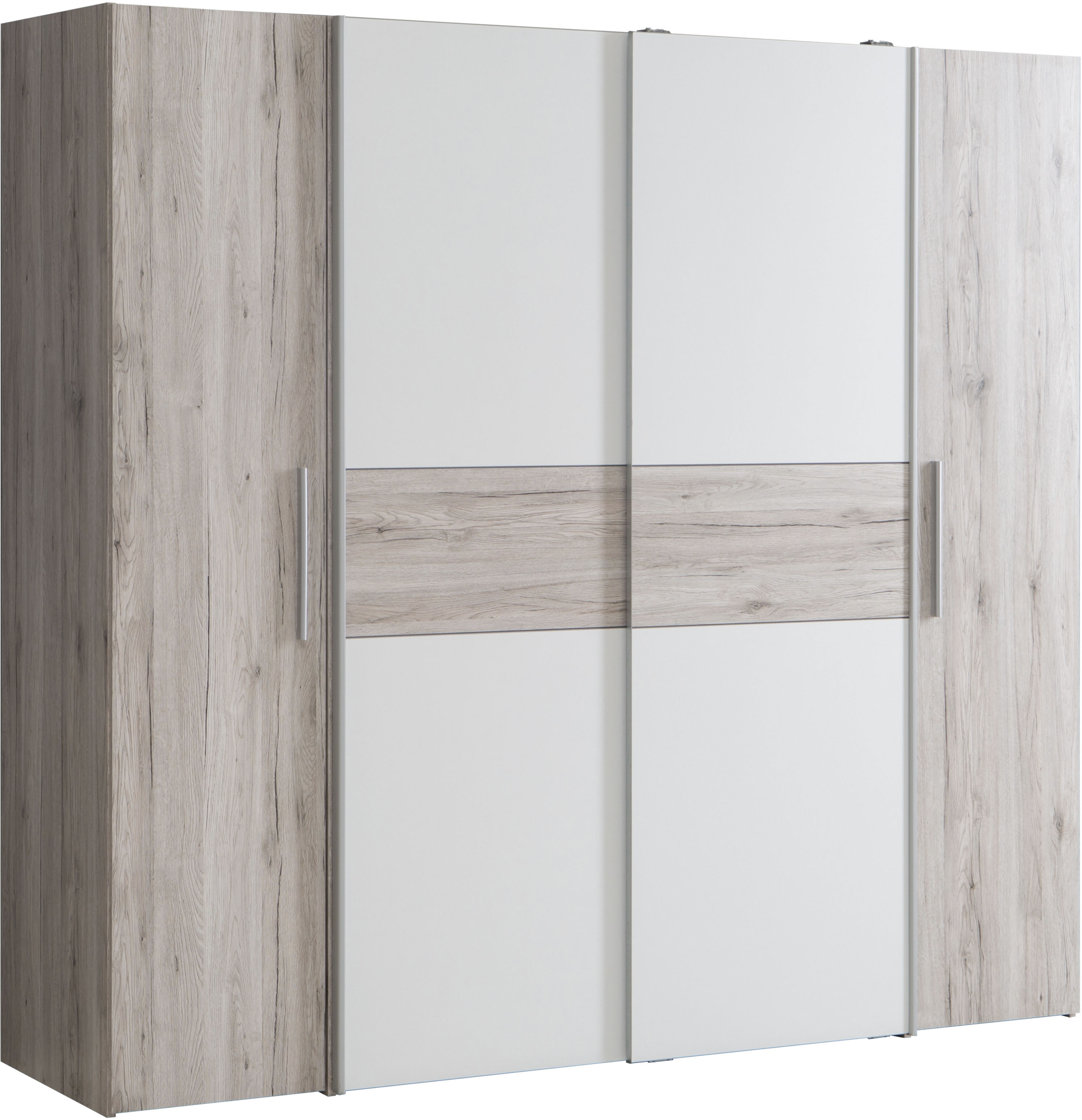 FORTE Kleiderschrank "Kalixtus, Made in Europe" B/H/T ca. 200x190x60 cm, 2 Schiebetüren, 2 Drehtüren, 8 Einlegeböden, Kombination aus Dreh- und Schwebetüren, mehrere Farben